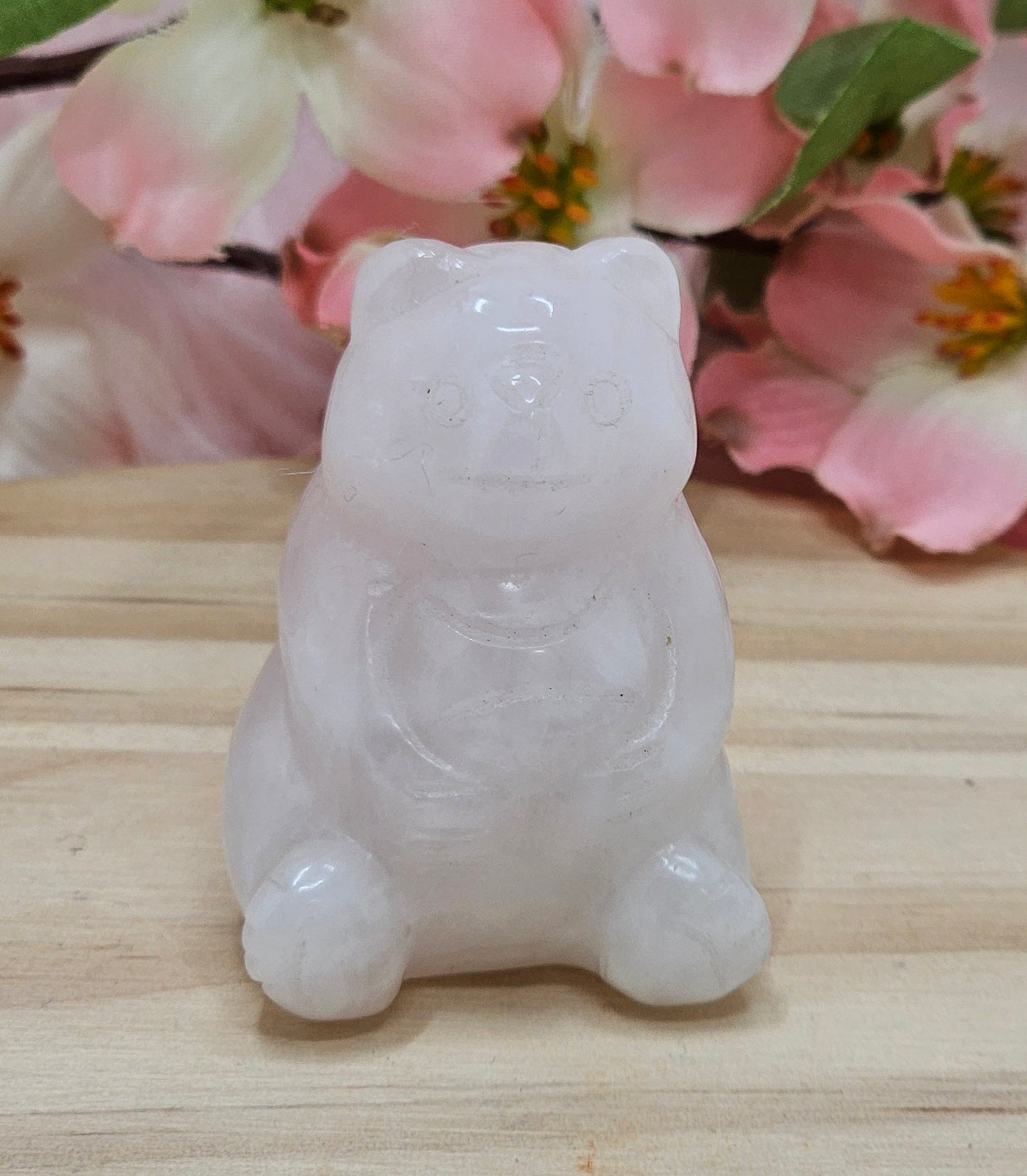 Rose Quartz Bear Carving