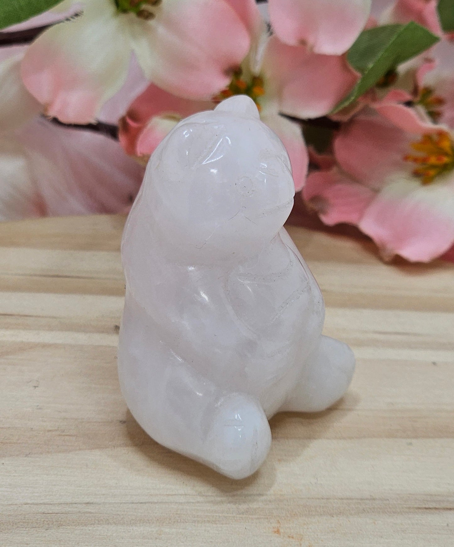 Rose Quartz Bear Carving
