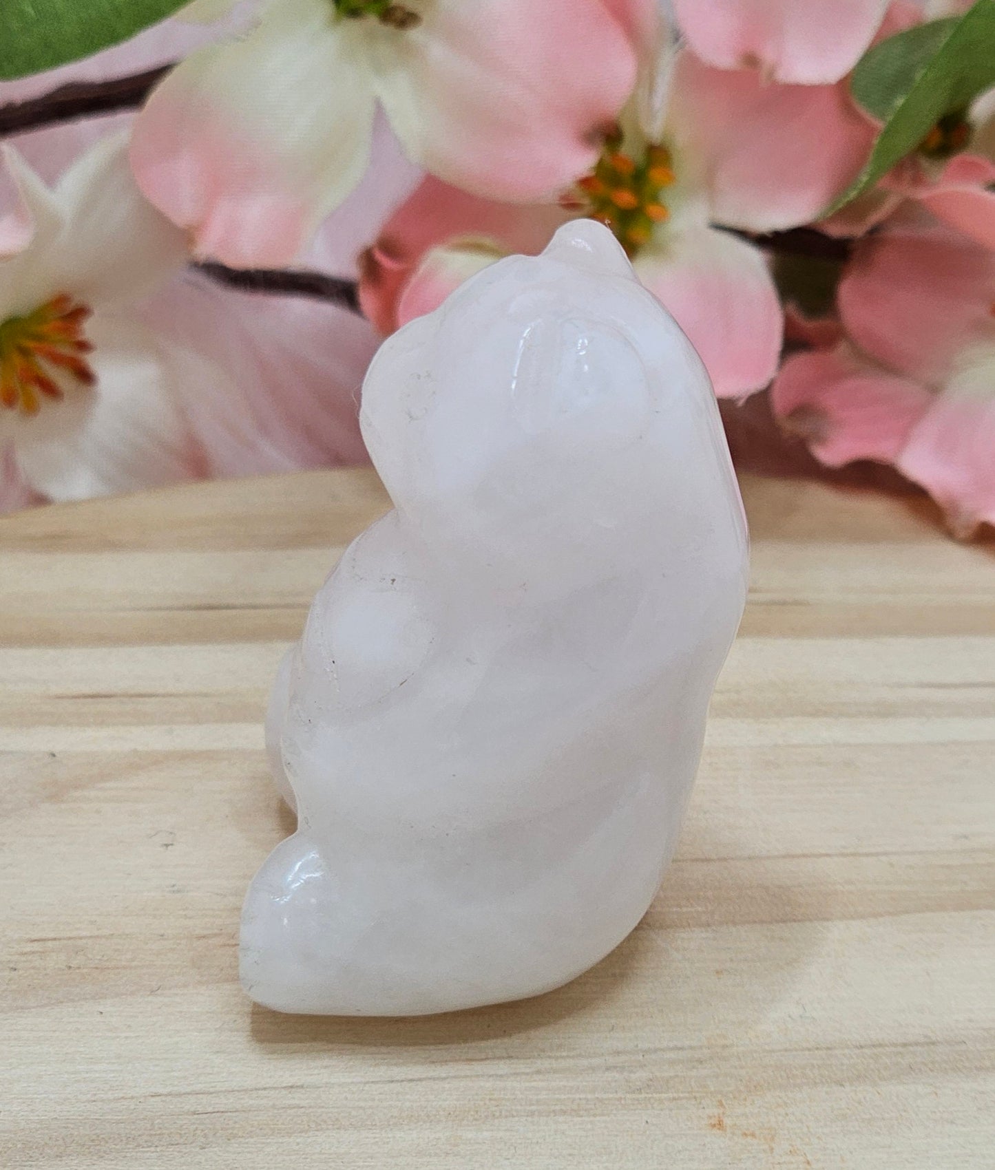 Rose Quartz Bear Carving