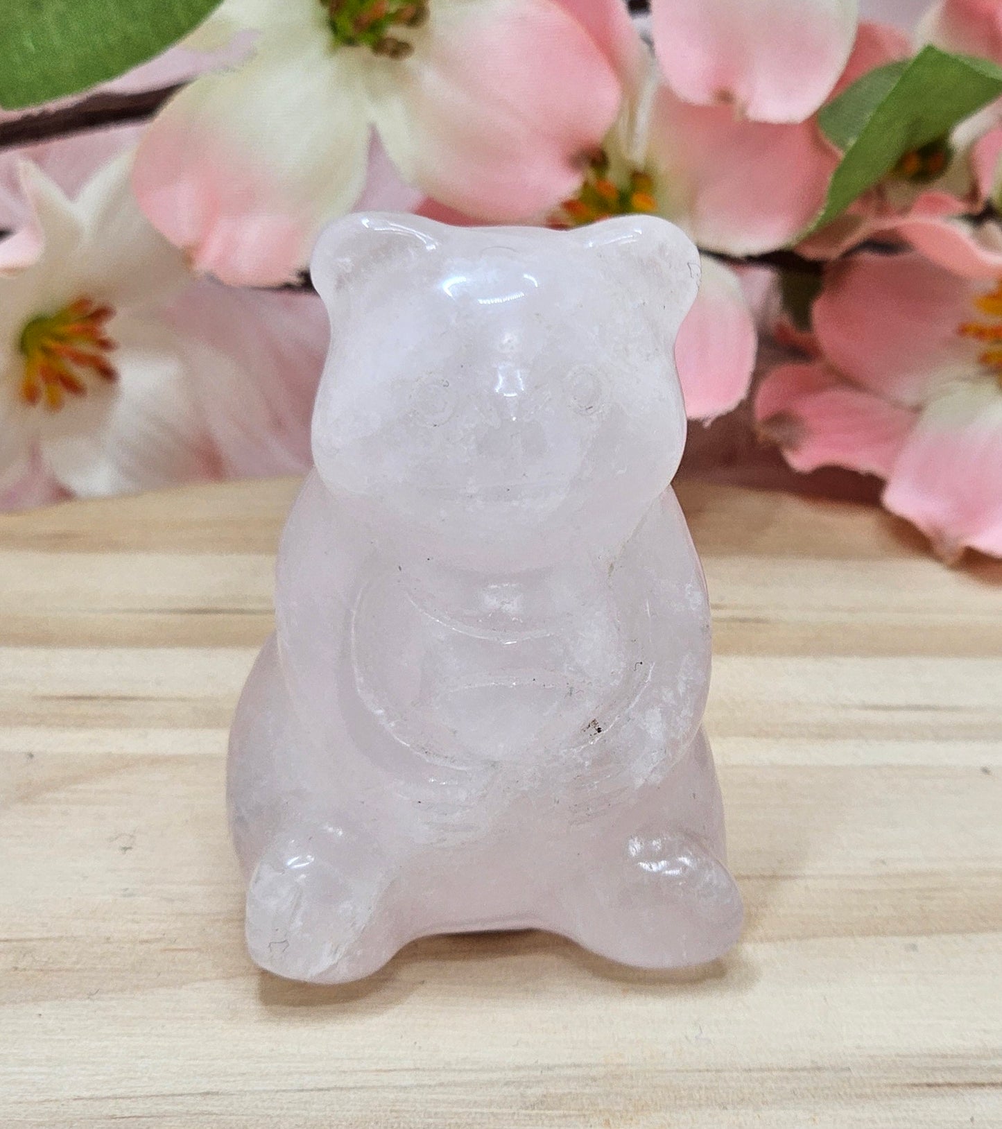 Rose Quartz Bear Carving