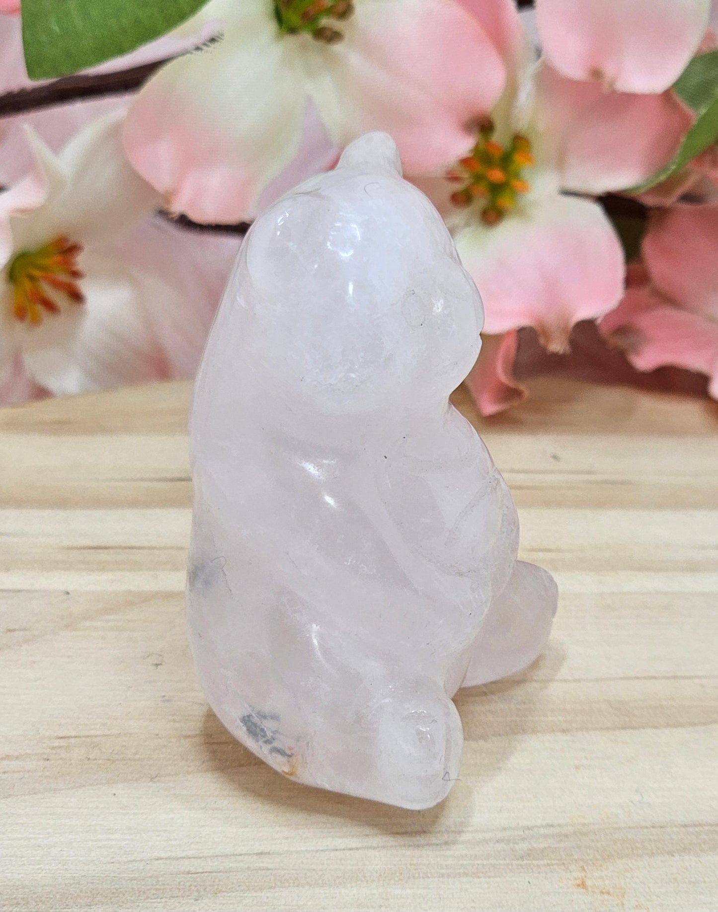 Rose Quartz Bear Carving