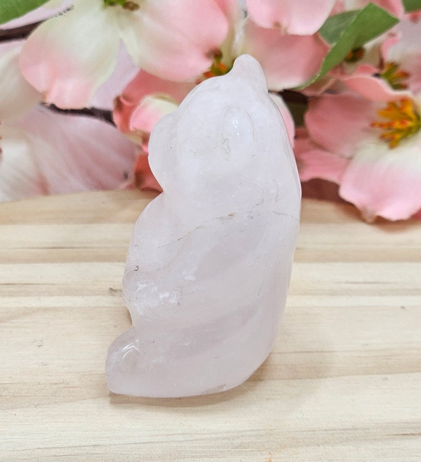 Rose Quartz Bear Carving