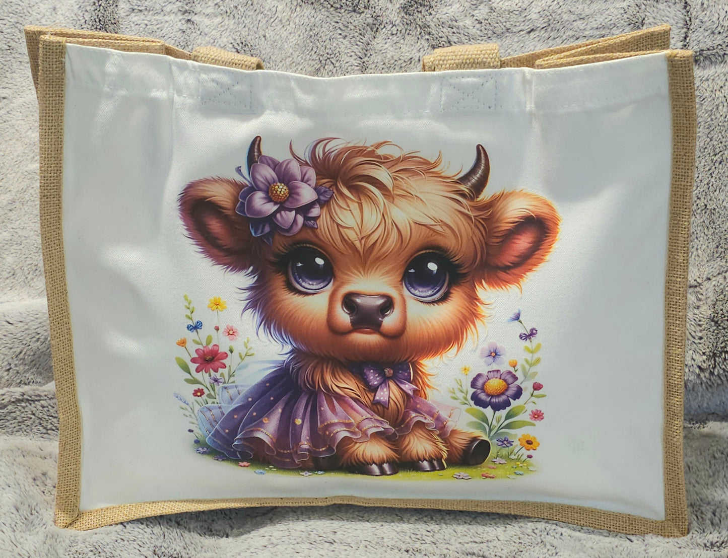 Large Highland Cow Jute Shopper