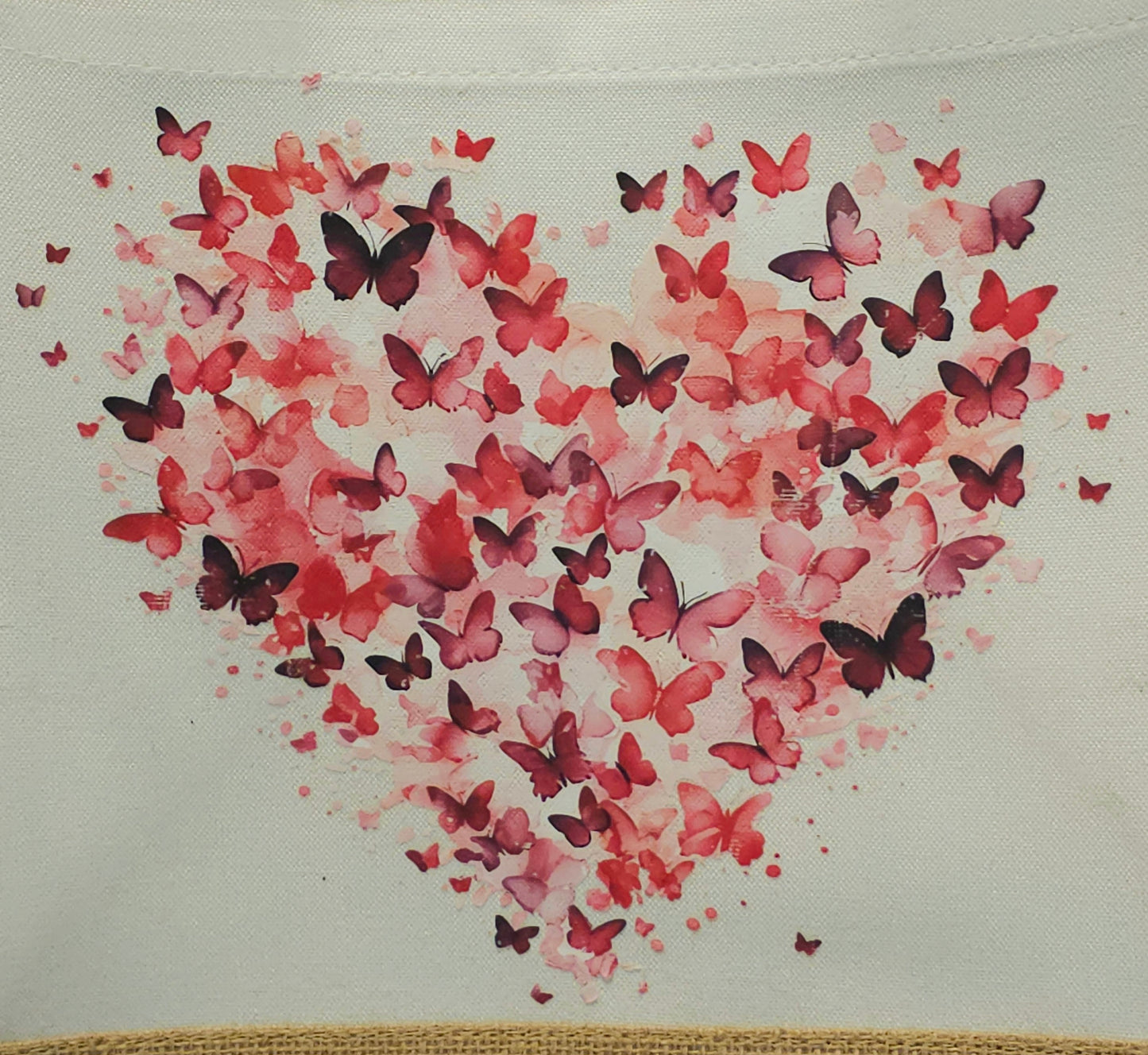 Butterfly Heart Jute Tote Shopper