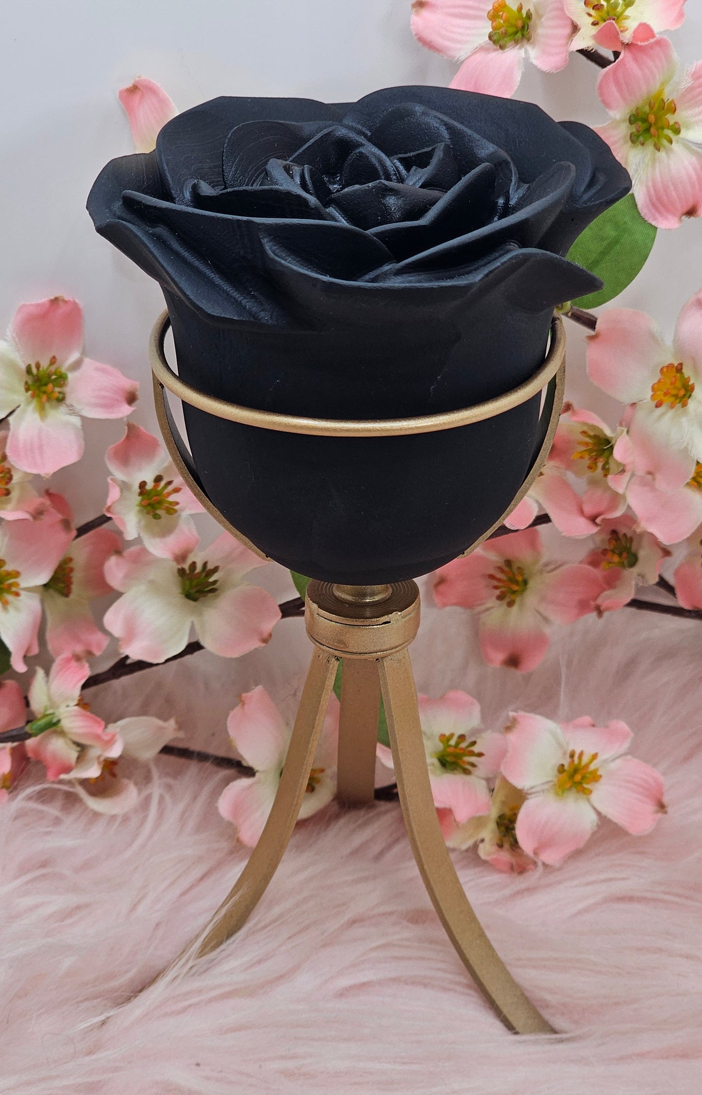 Obsidian Rose With Stand