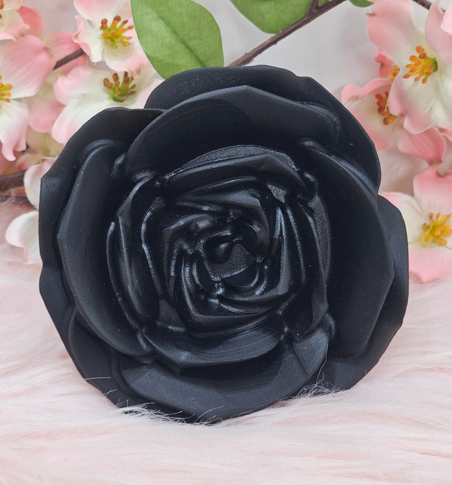 Obsidian Rose With Stand