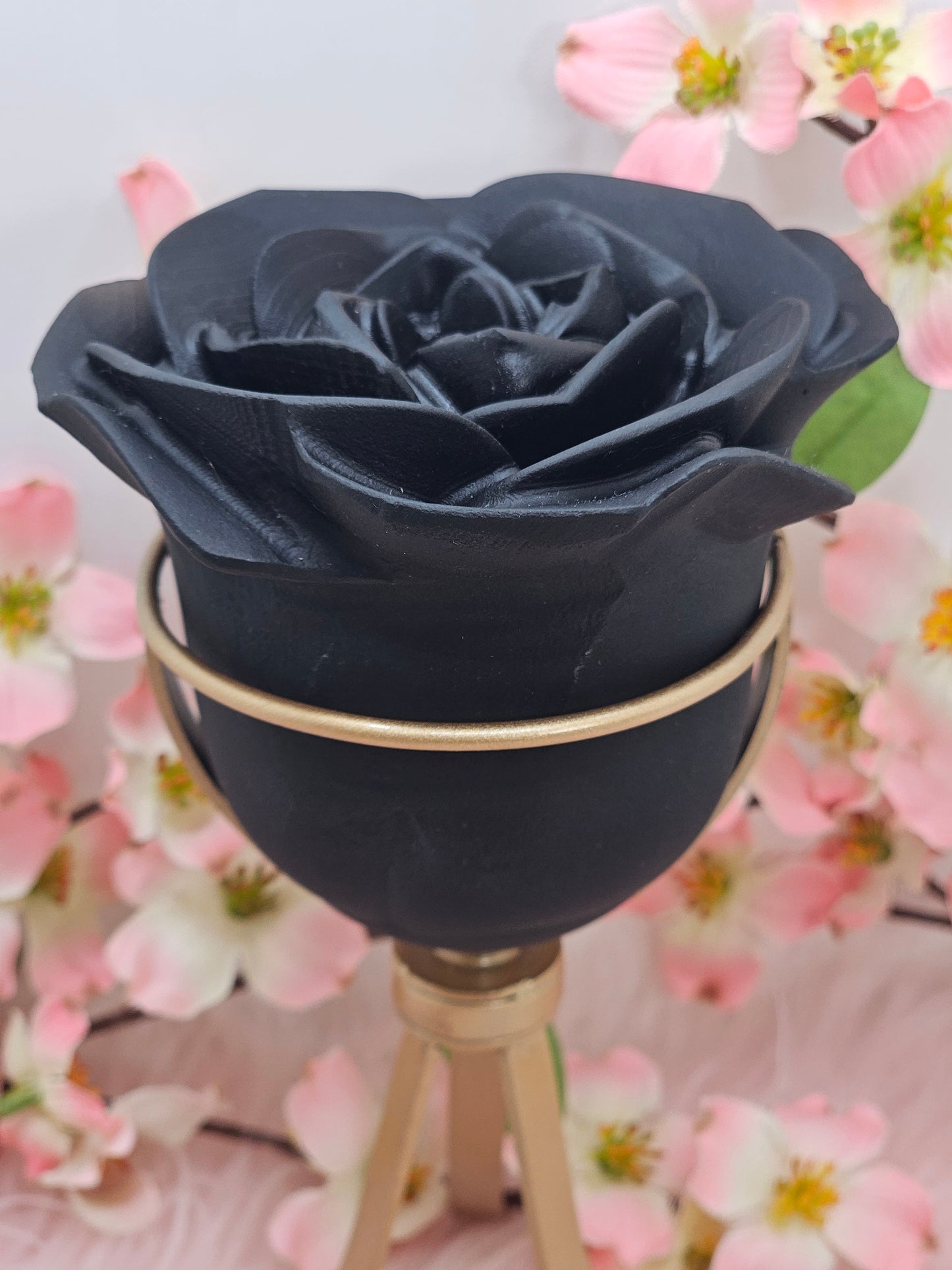 Obsidian Rose With Stand