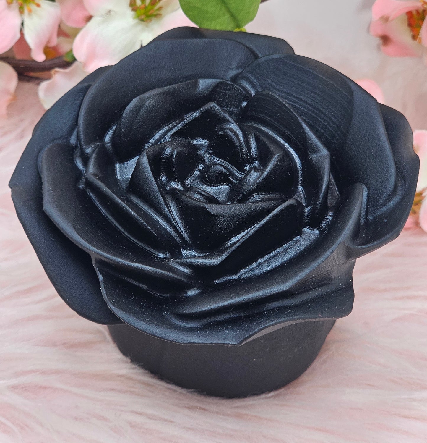 Obsidian Rose With Stand