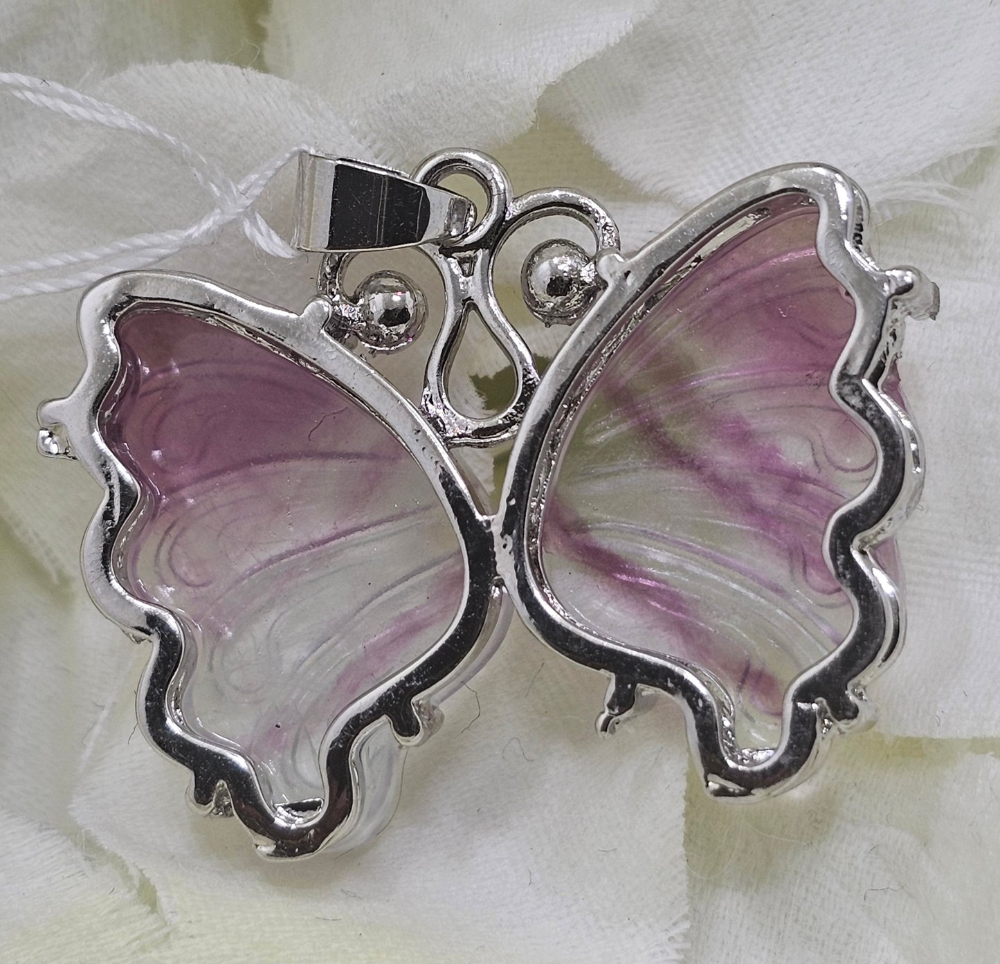 Rainbow Flourite Butterfly Pendent