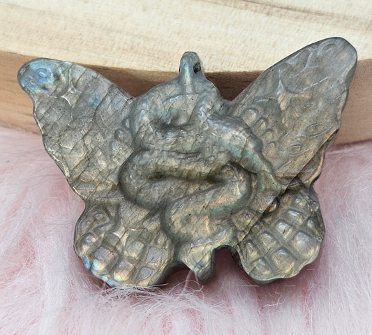 Labradorite Butterfly Snake Carving
