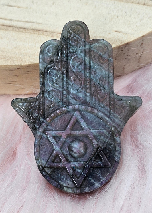 Labradorite Hamsa Hand