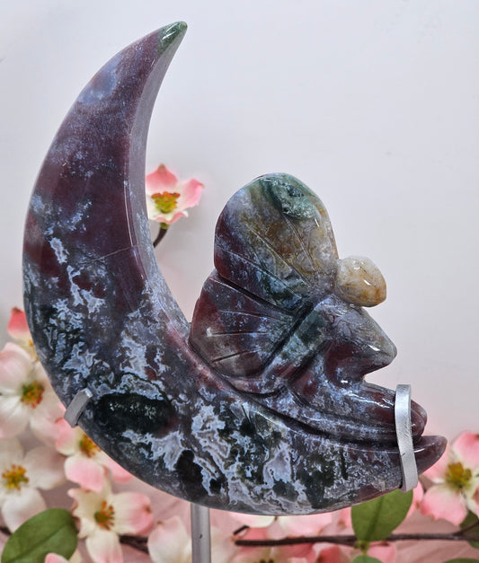Moss Agate Moon Fairy