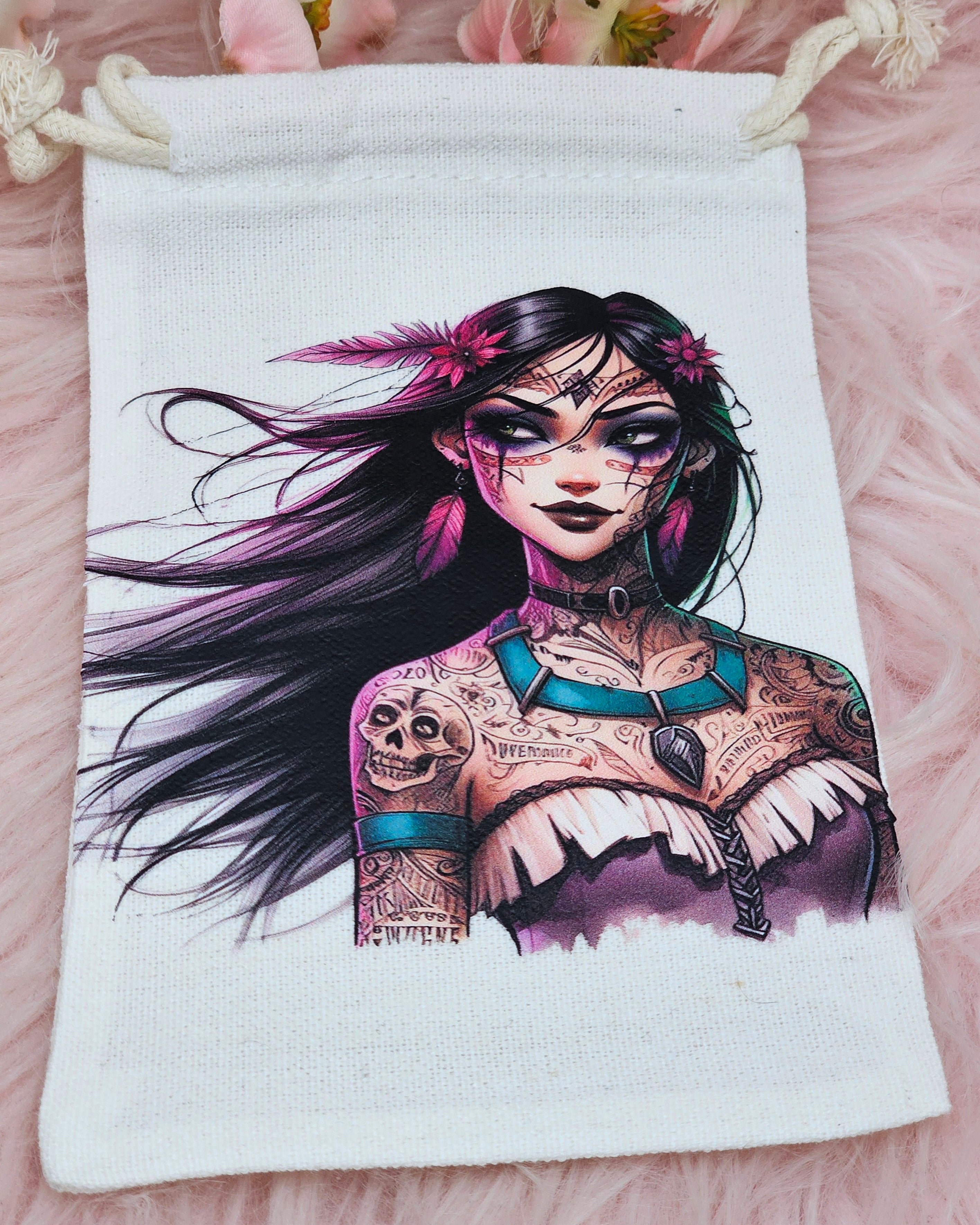 Tattoo Pocahontas Drawstring Bag