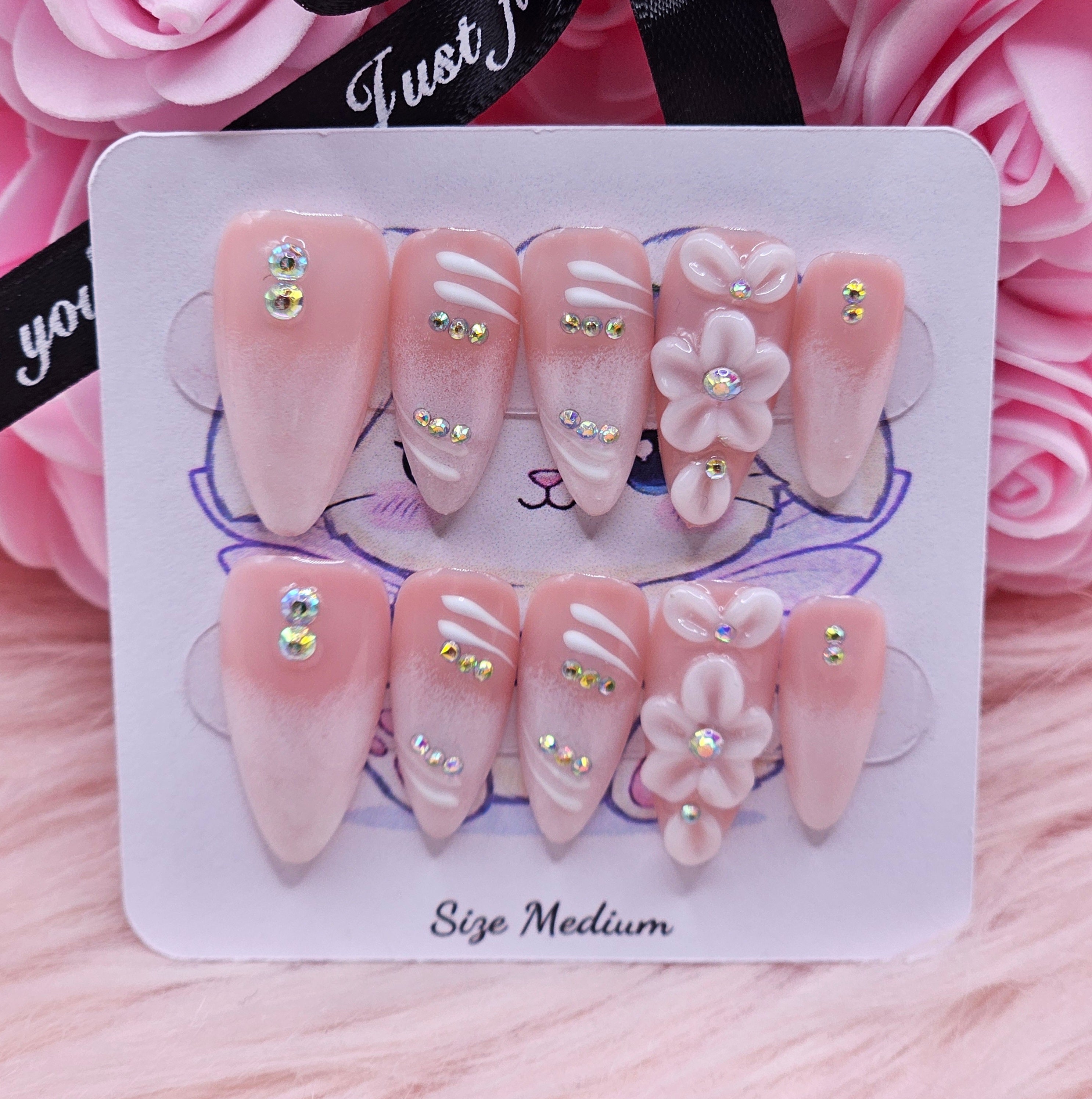 Petal Whisper 10pc Press-On Nail Set - Medium