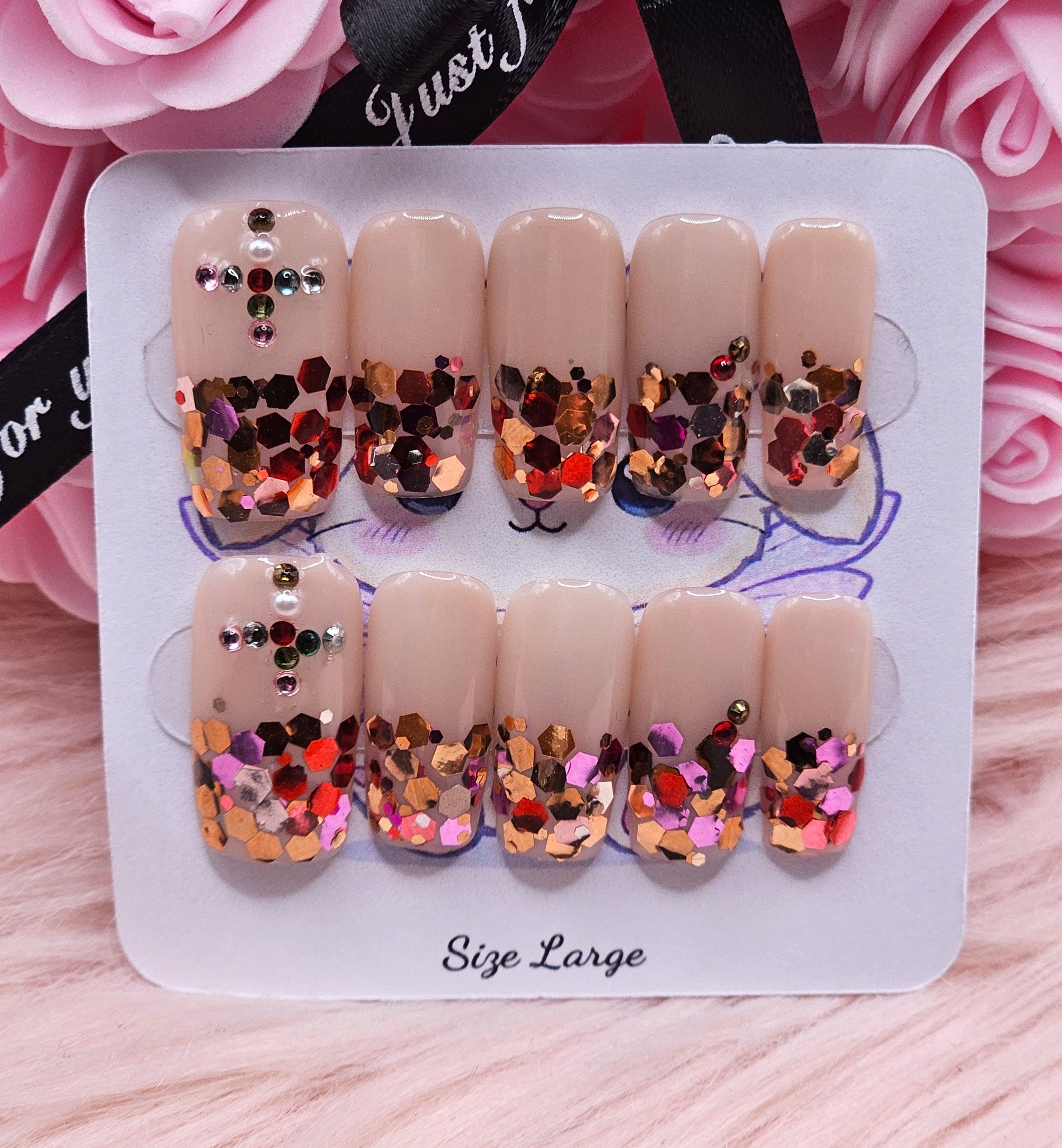 Glitter Confetti 10pc Press-on Nail Set - Large
