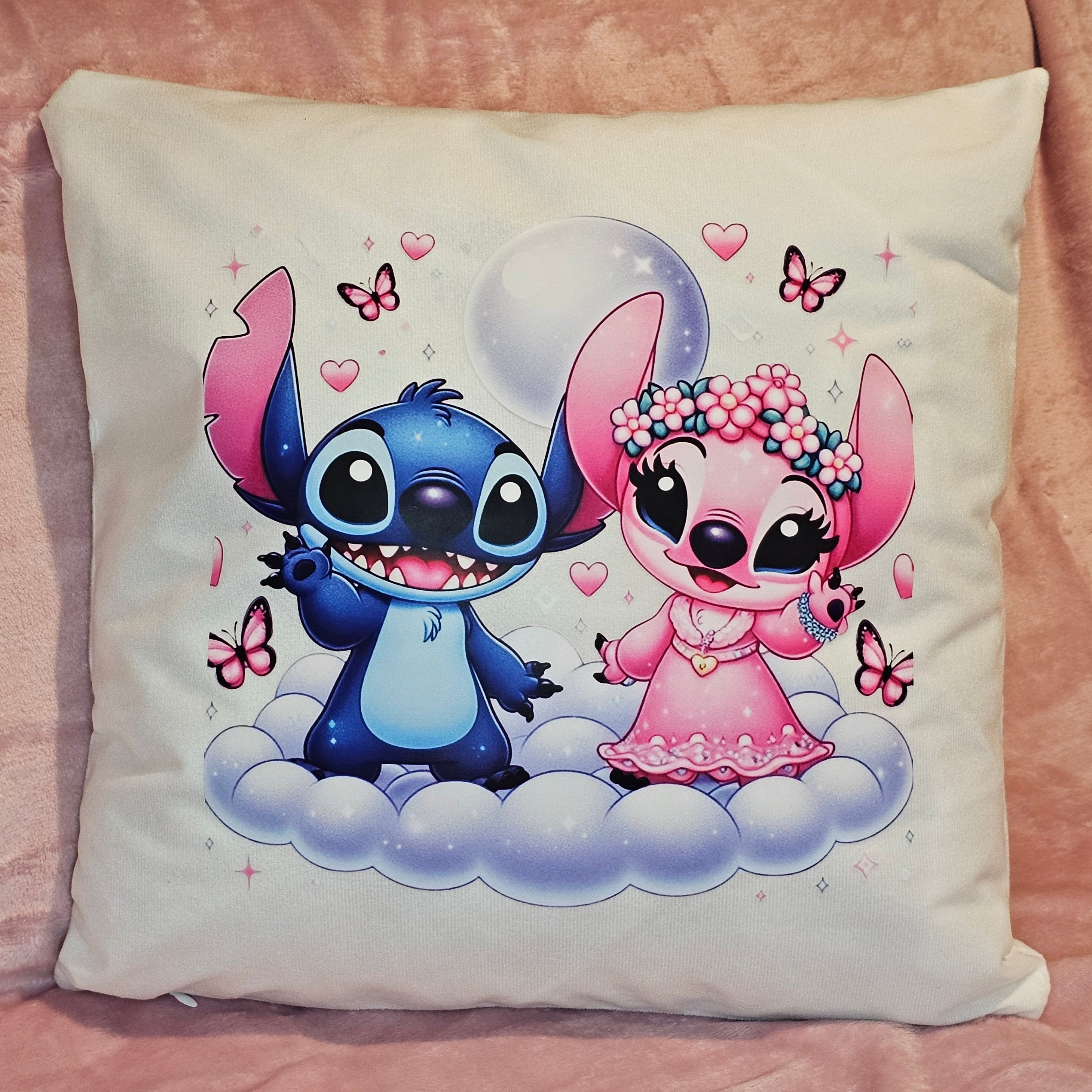 Cute Blue & Pink Alien Cushion - 40x40cm