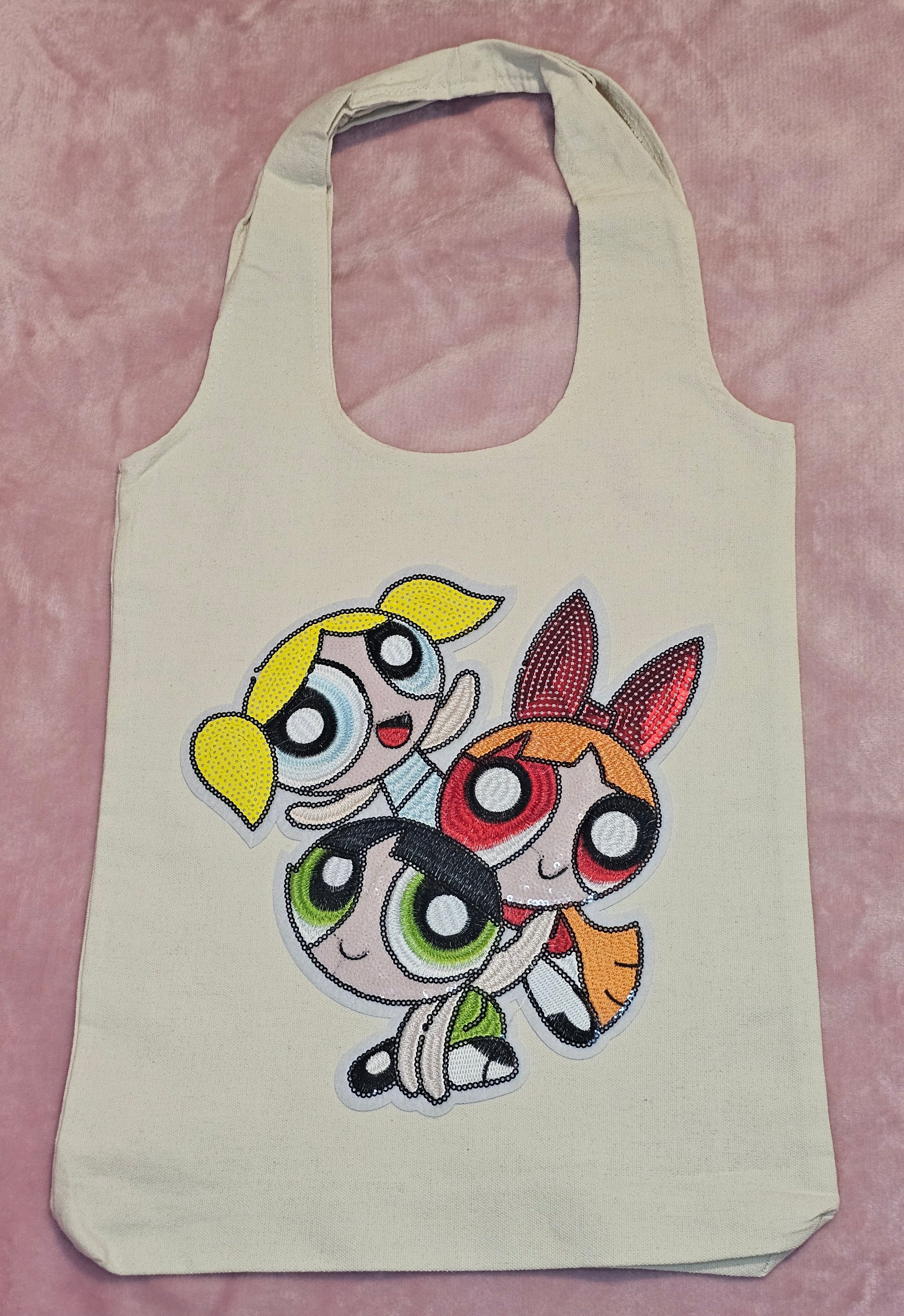 Cartoon Trio Girls Canvas Tote
