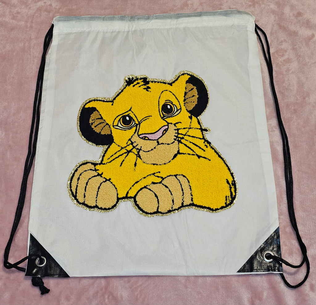 Cute Lion Cub Embroidered Drawstring Bag