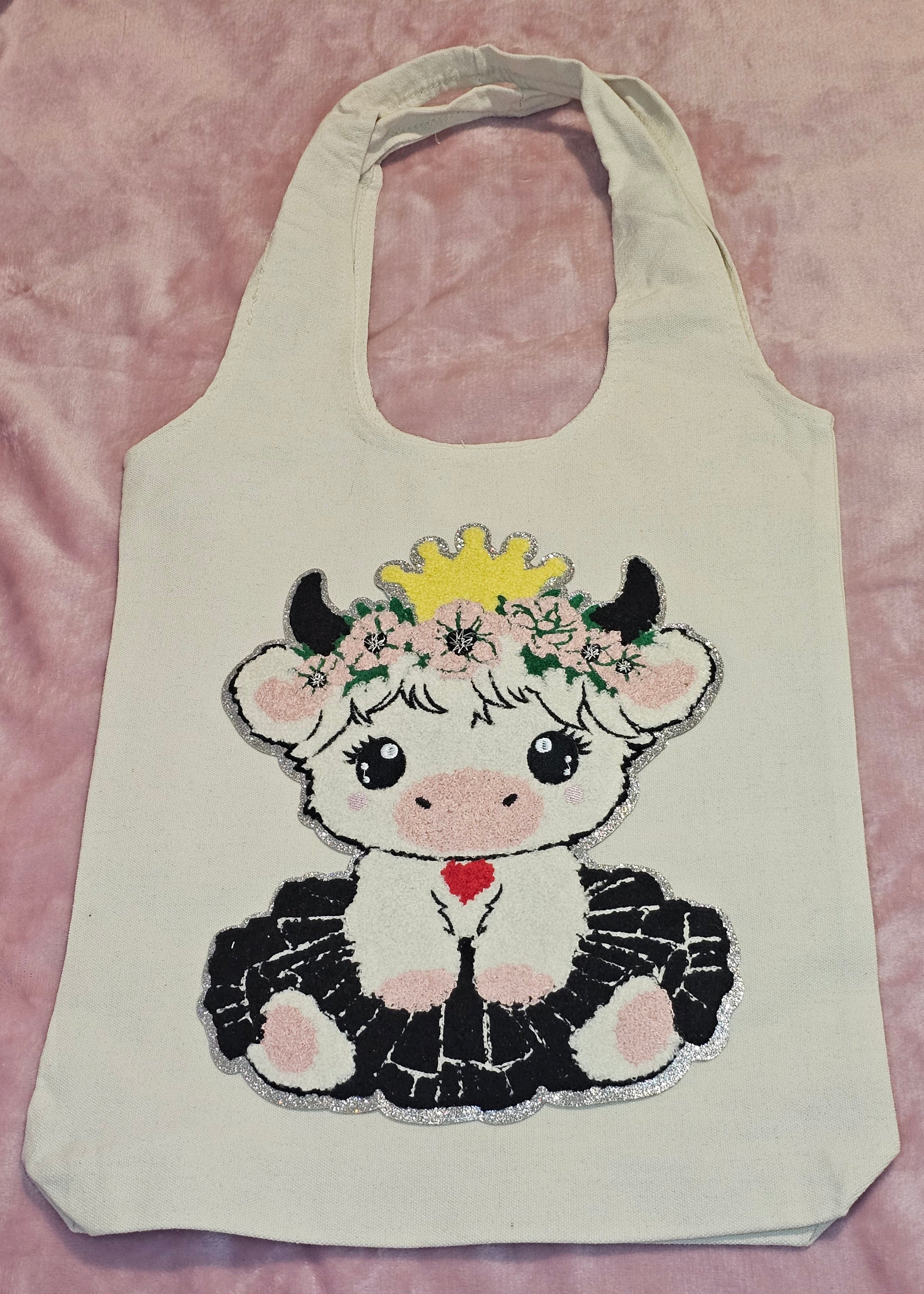 Princess Highland Cow Canvas Tote Bag