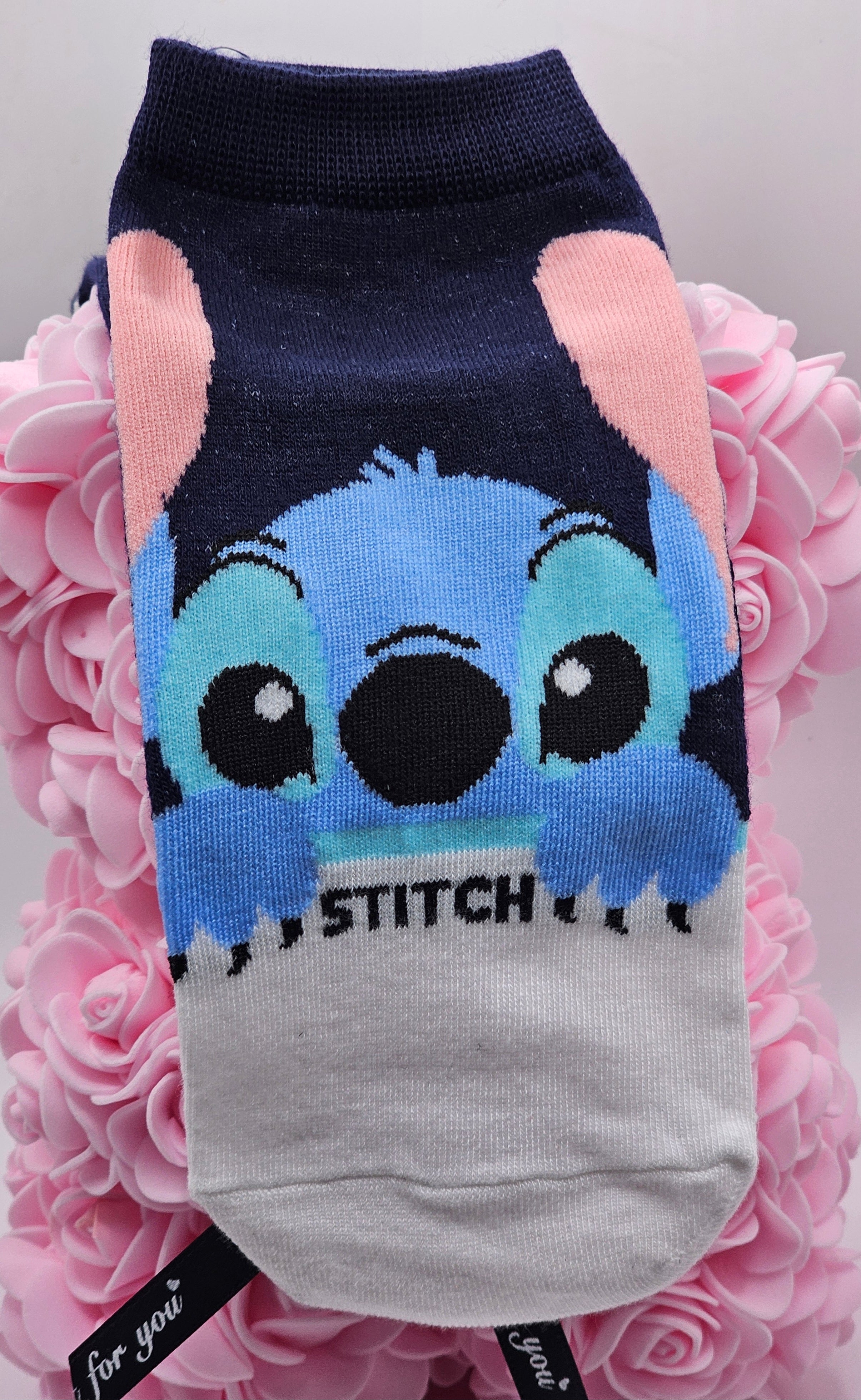 Stitch Peeking Face (Navy) Ankle Socks