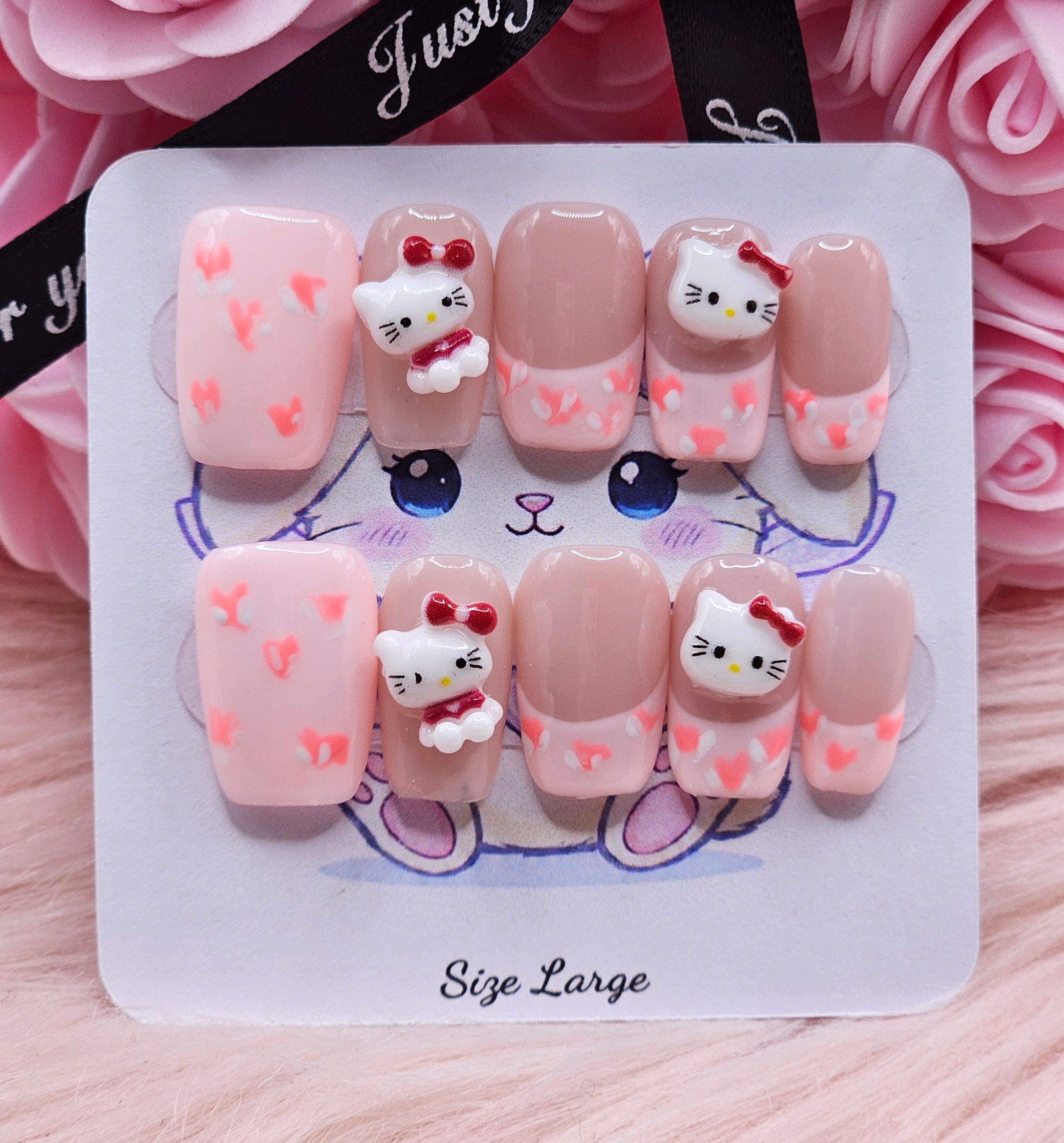 Hello Kitty 10pc Press-On Nail Set - Large