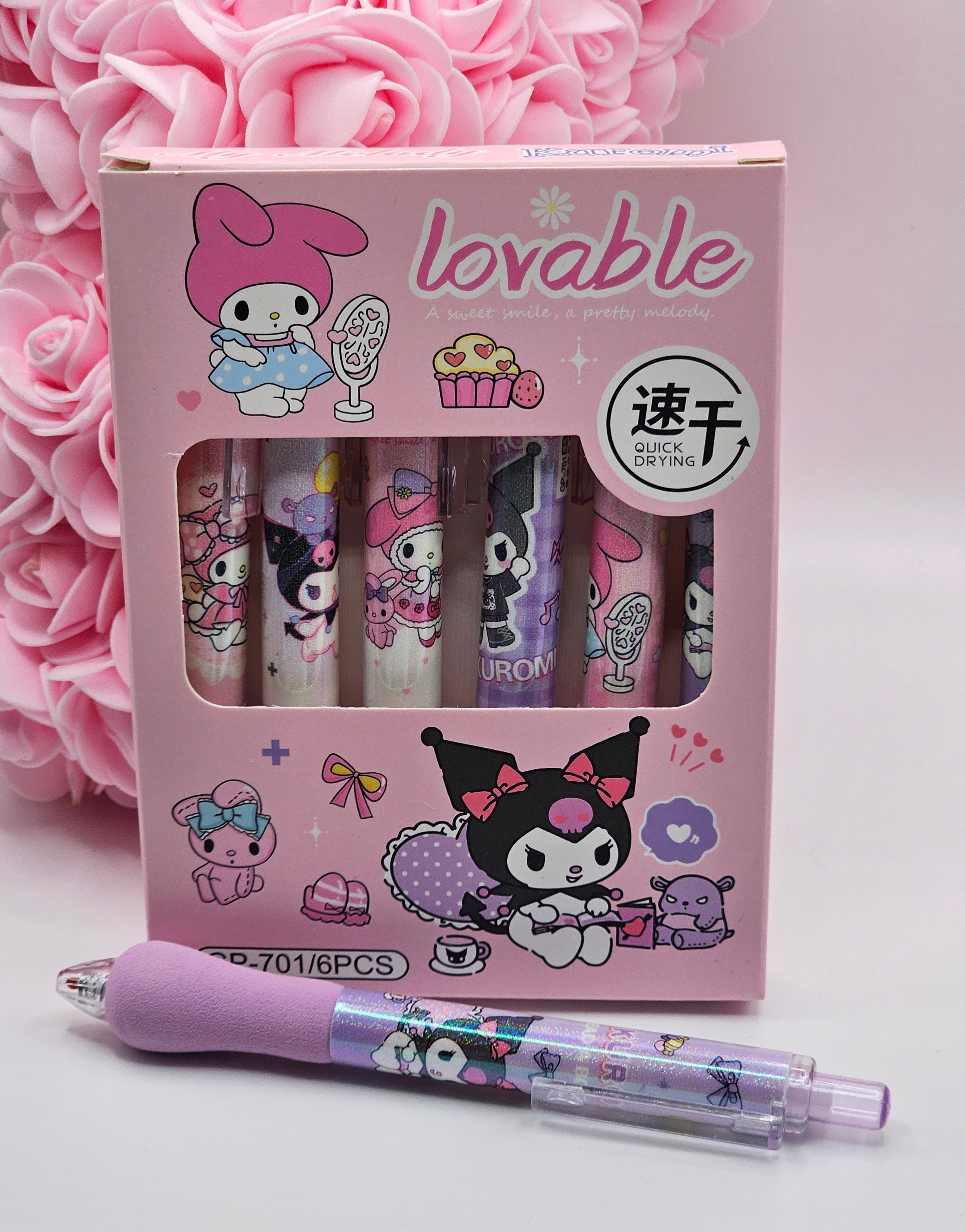 My Melody & Kuromi 6pc Gel Press Pen Set