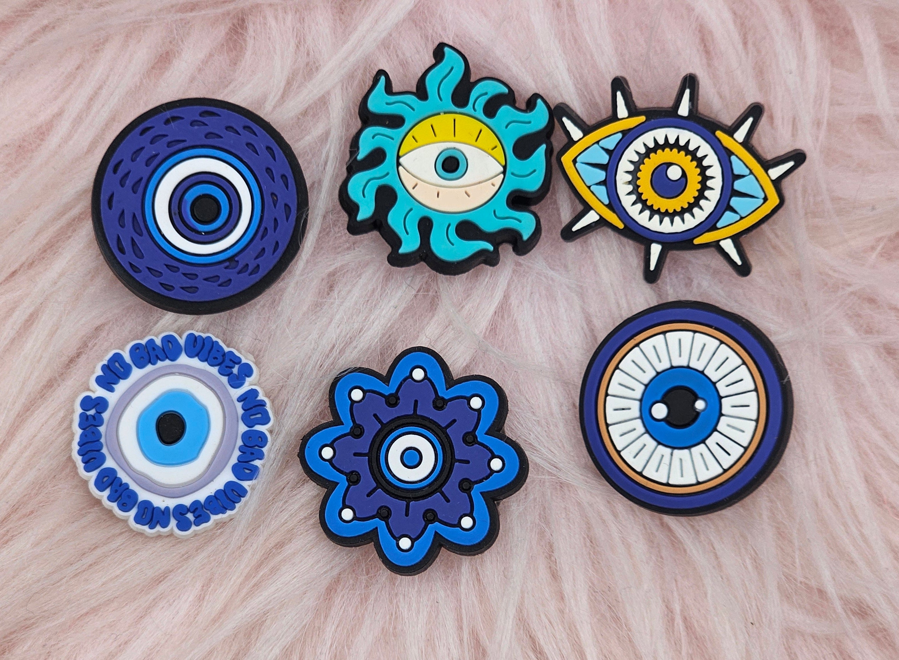 6pc Evil Eye Croc Charms