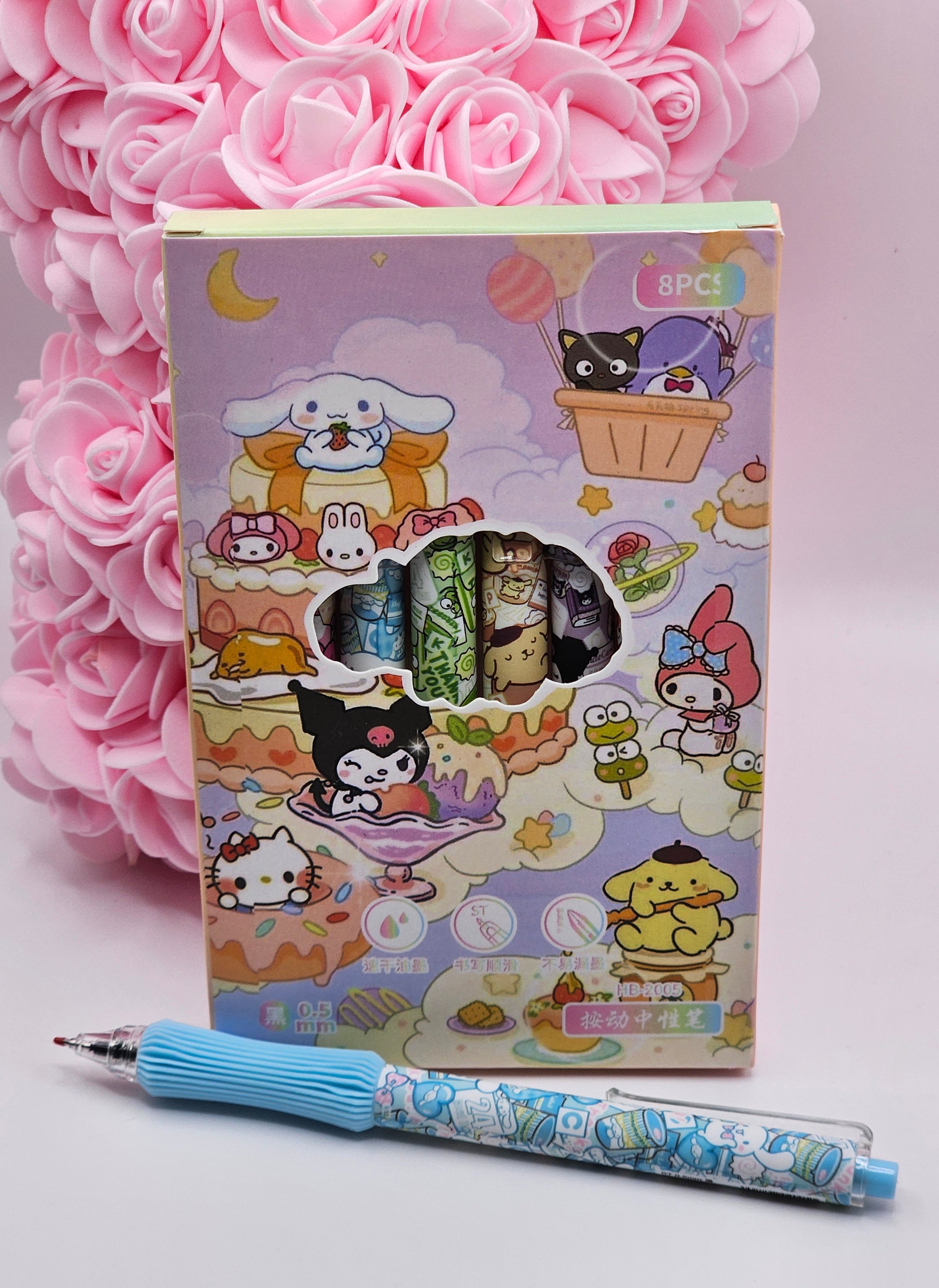 Sanrio Family 8pc Gel Press Pen Set