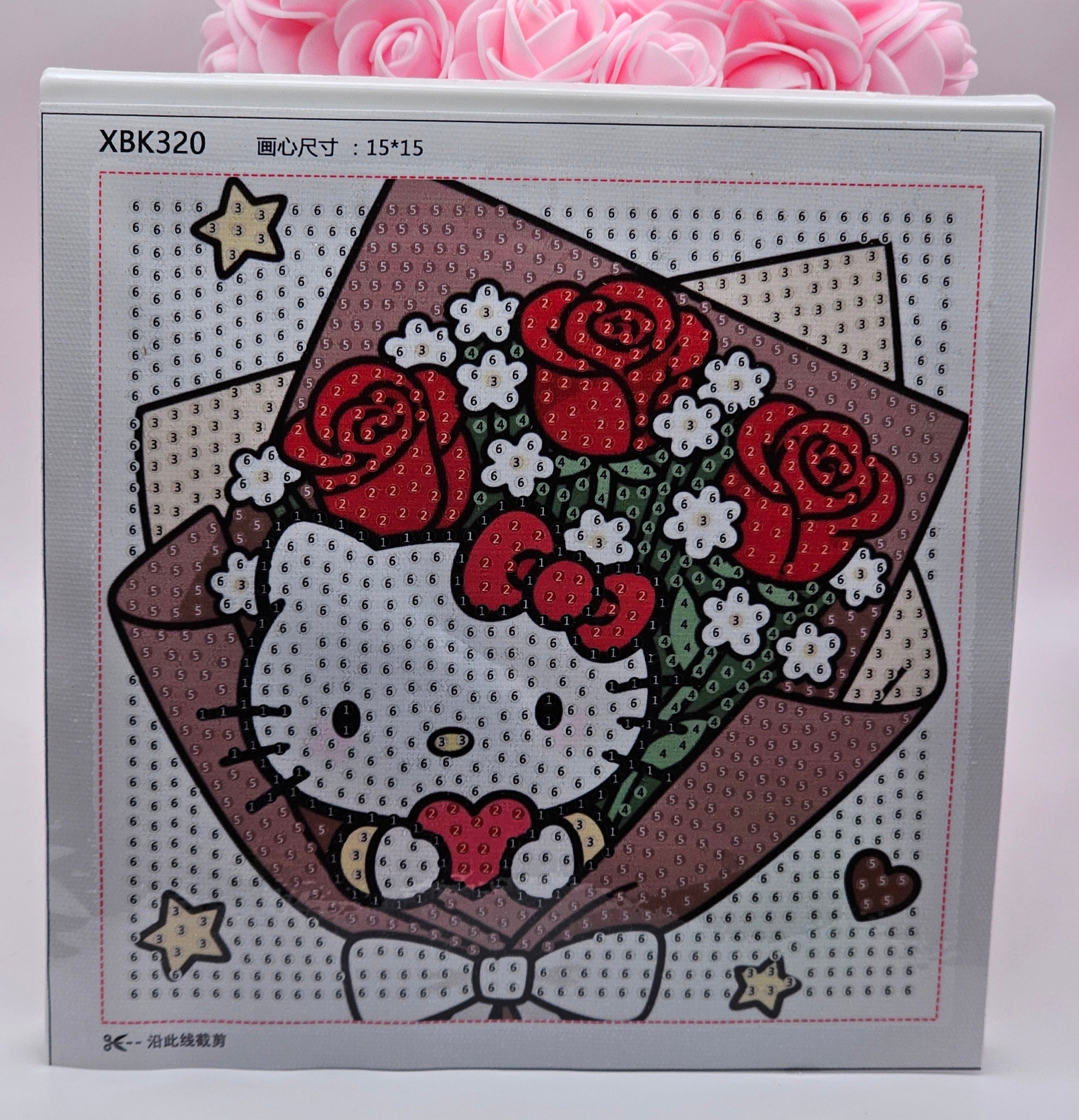 Hello Kitty Rose Bouquet Diamond Painting Kit - 15x15cm