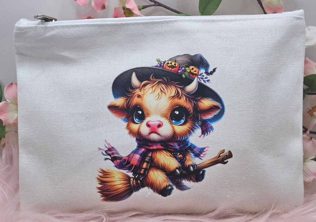 Highland Cow Halloween Cosmetics Bag
