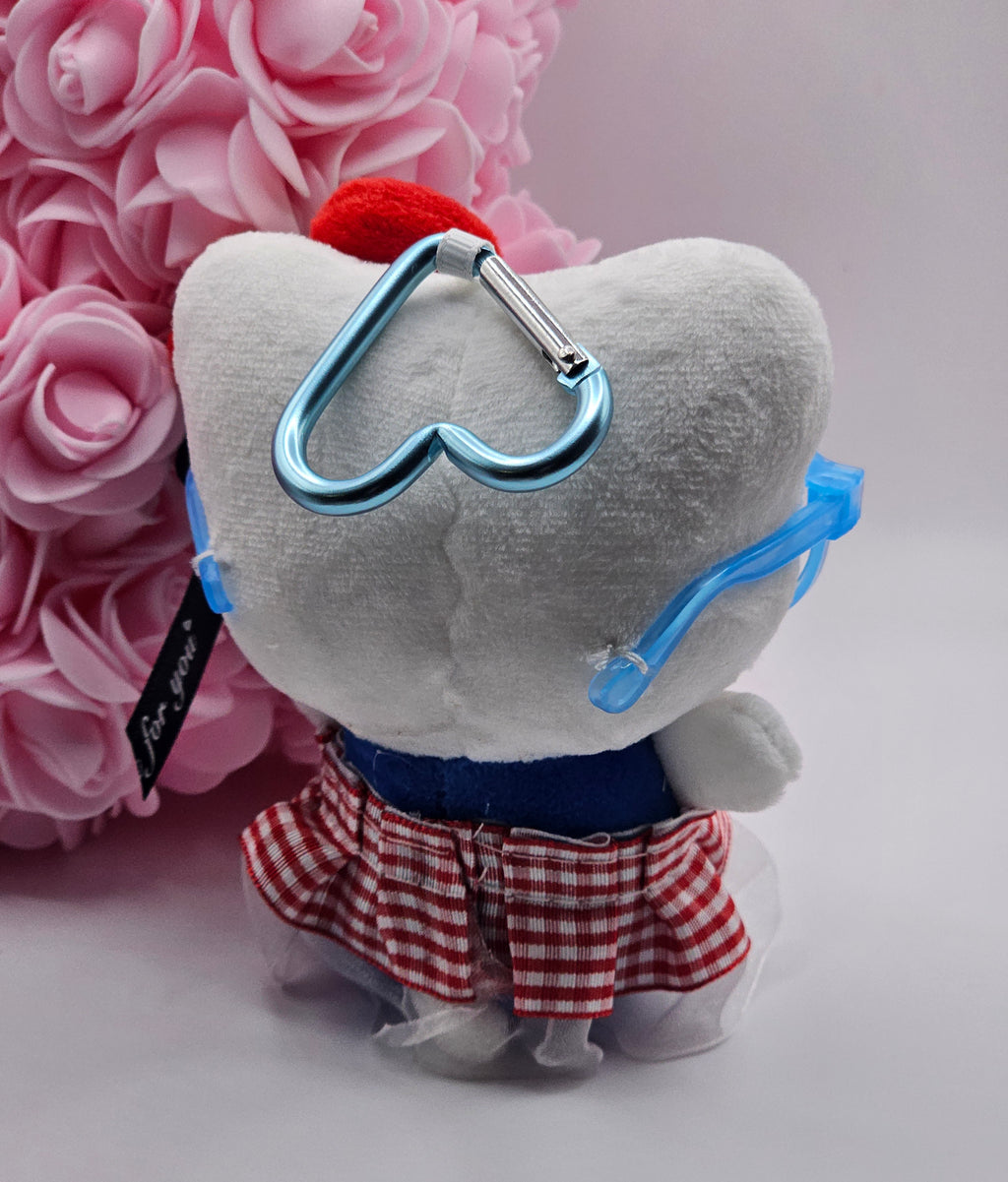Hello Kitty Plush Keychain with Glasses