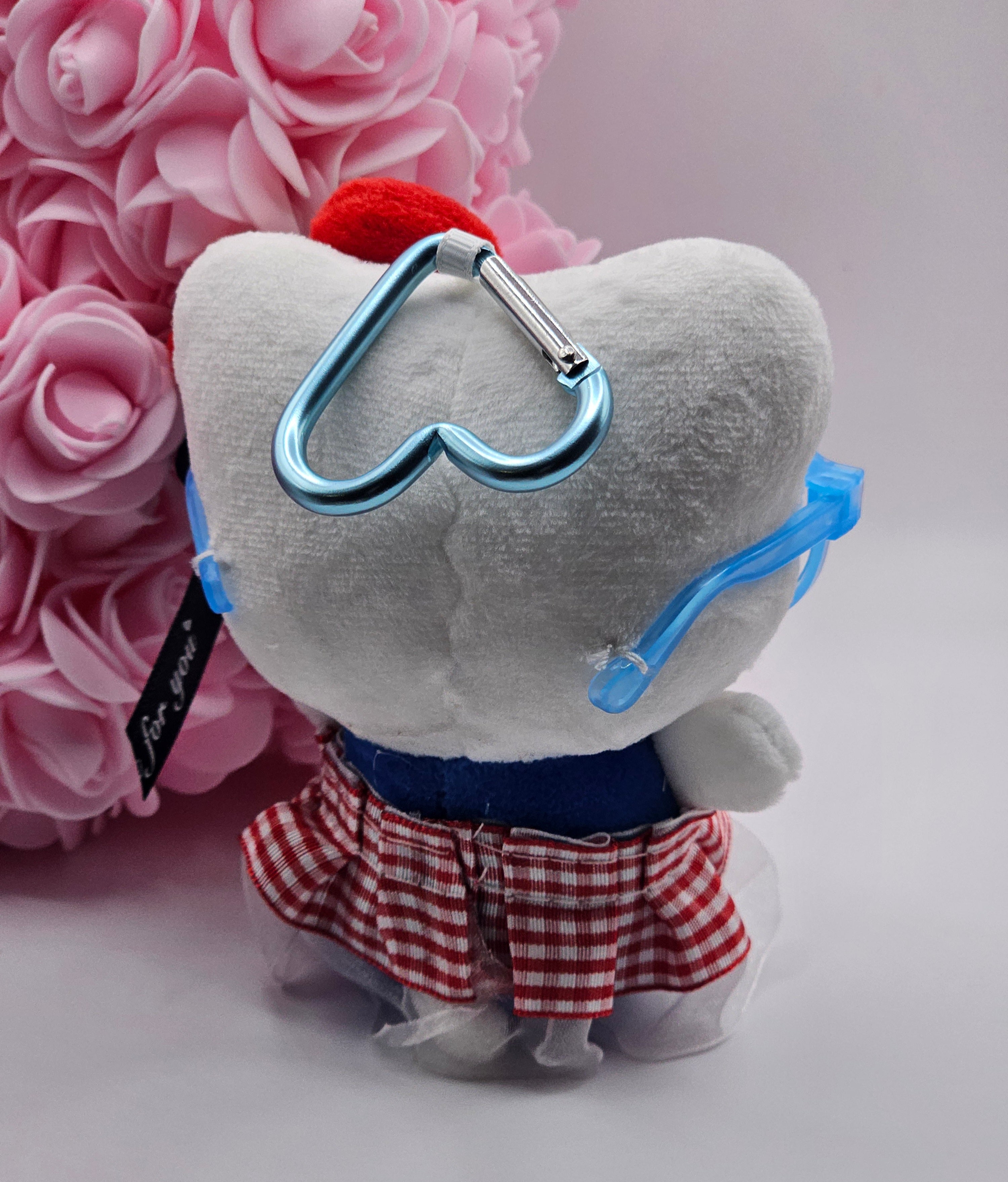 Hello Kitty Plush Keychain with Glasses