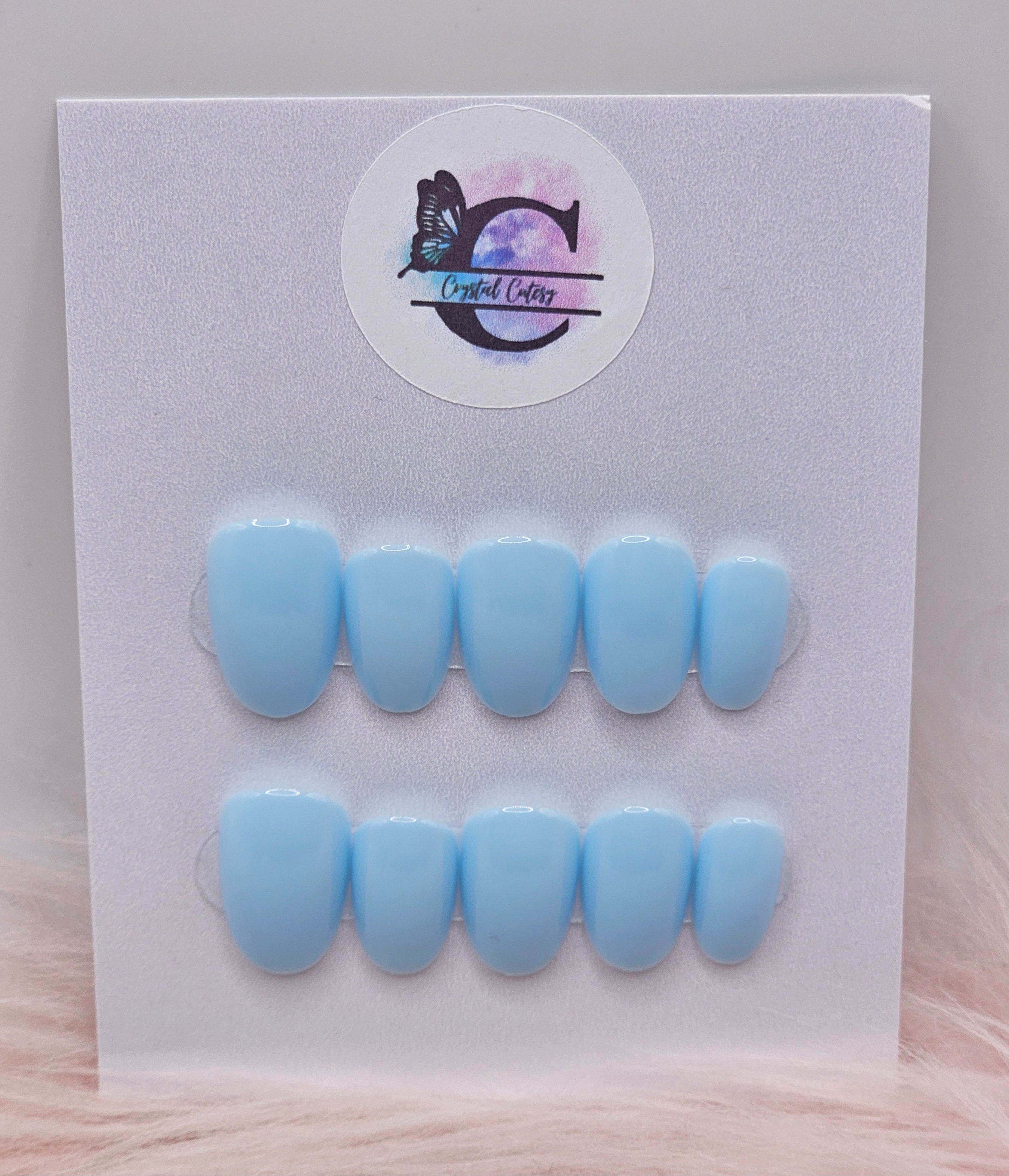 Baby Blue Gloss 24pc Nail Set