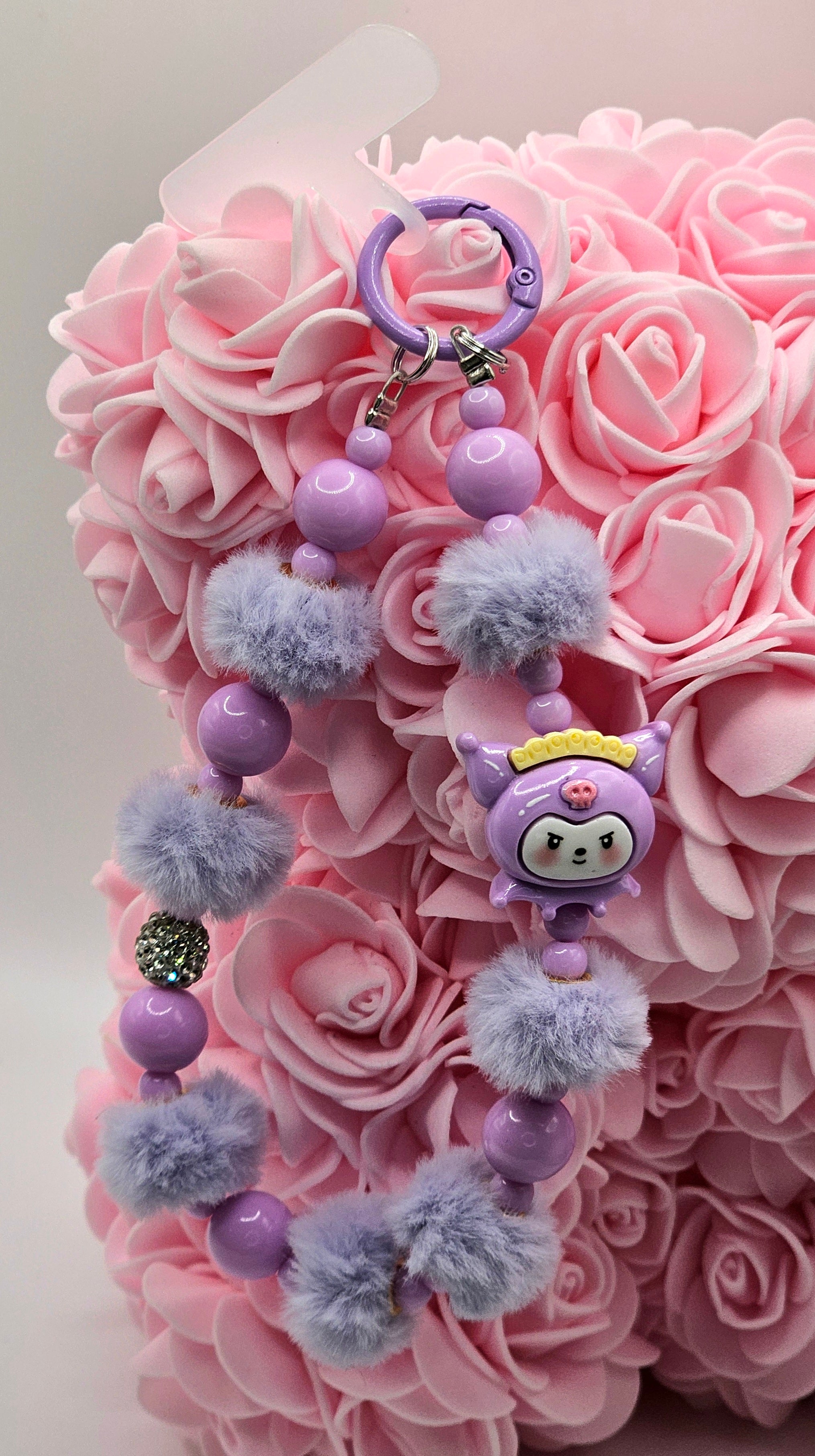 Purple Gothic Bunny Beaded Phone Charm
