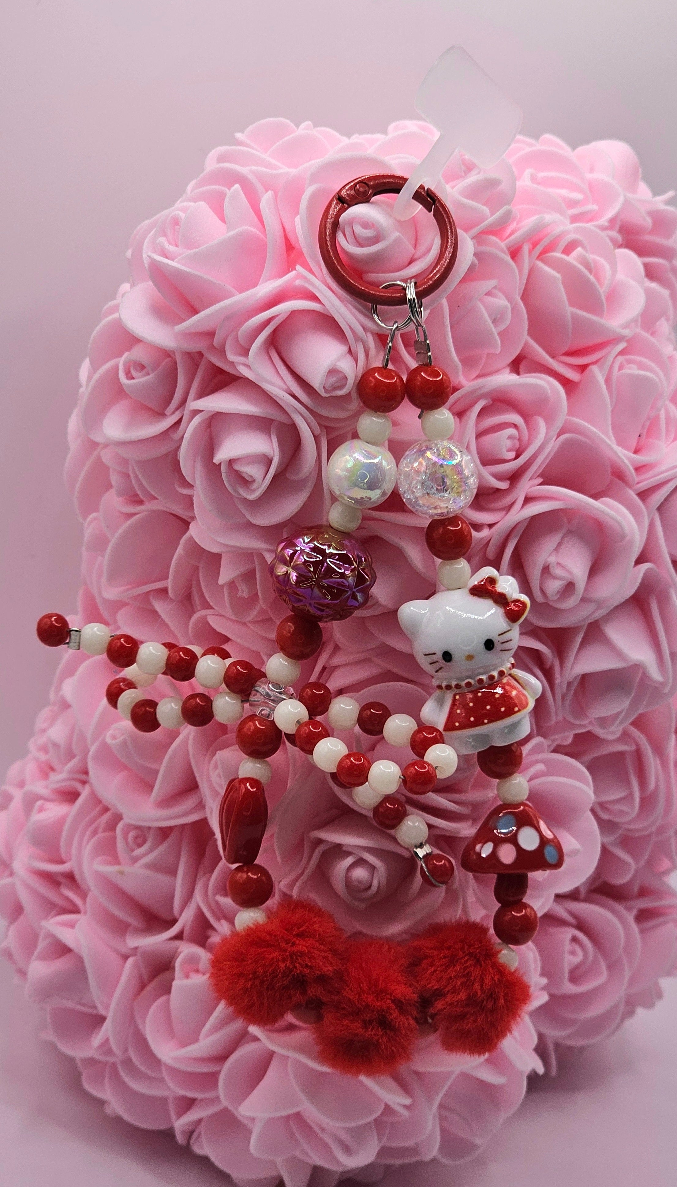 Red Bow Hello Kitty Beaded Phone Charm