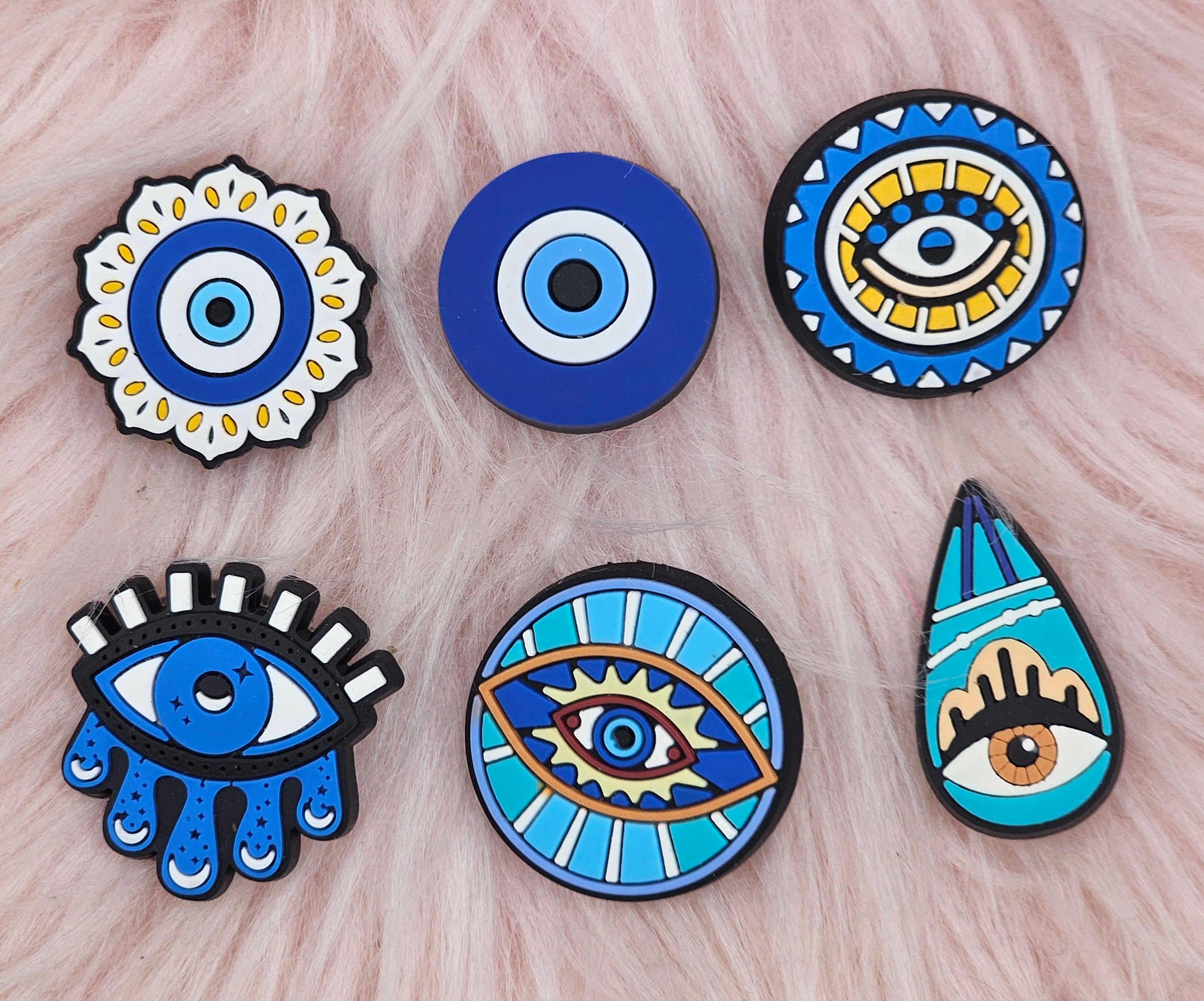 6pc Evil Eye Croc Charms