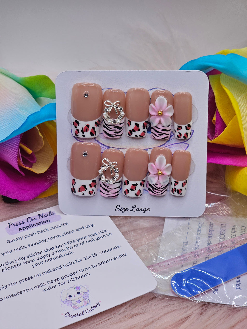 Wild Bloom Press-On Nail Set - Size Large