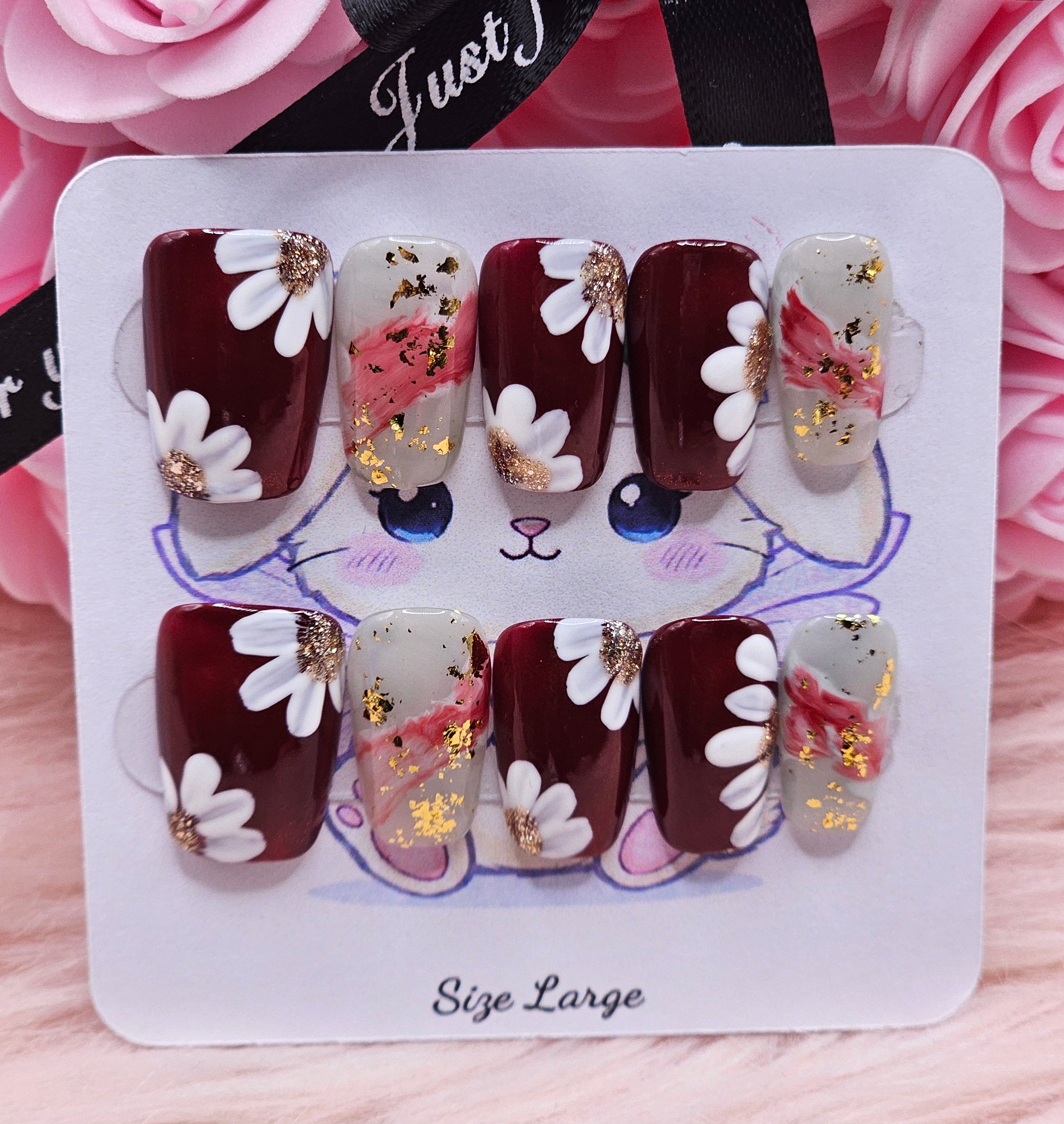 Daisy Bloom 10pc Press-On Nails Set - Large