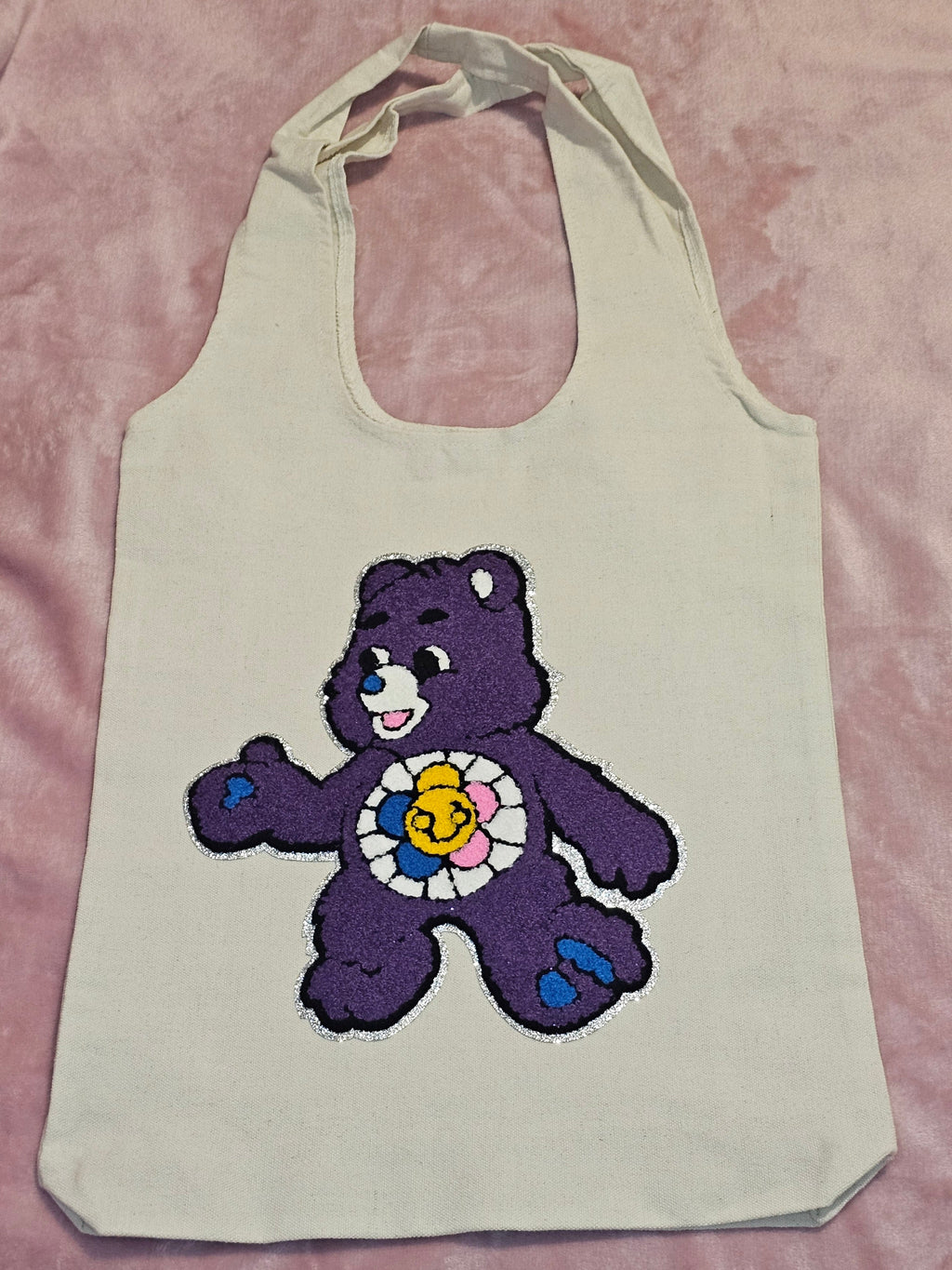 Purple Bear Canvas Tote Shopper Bag