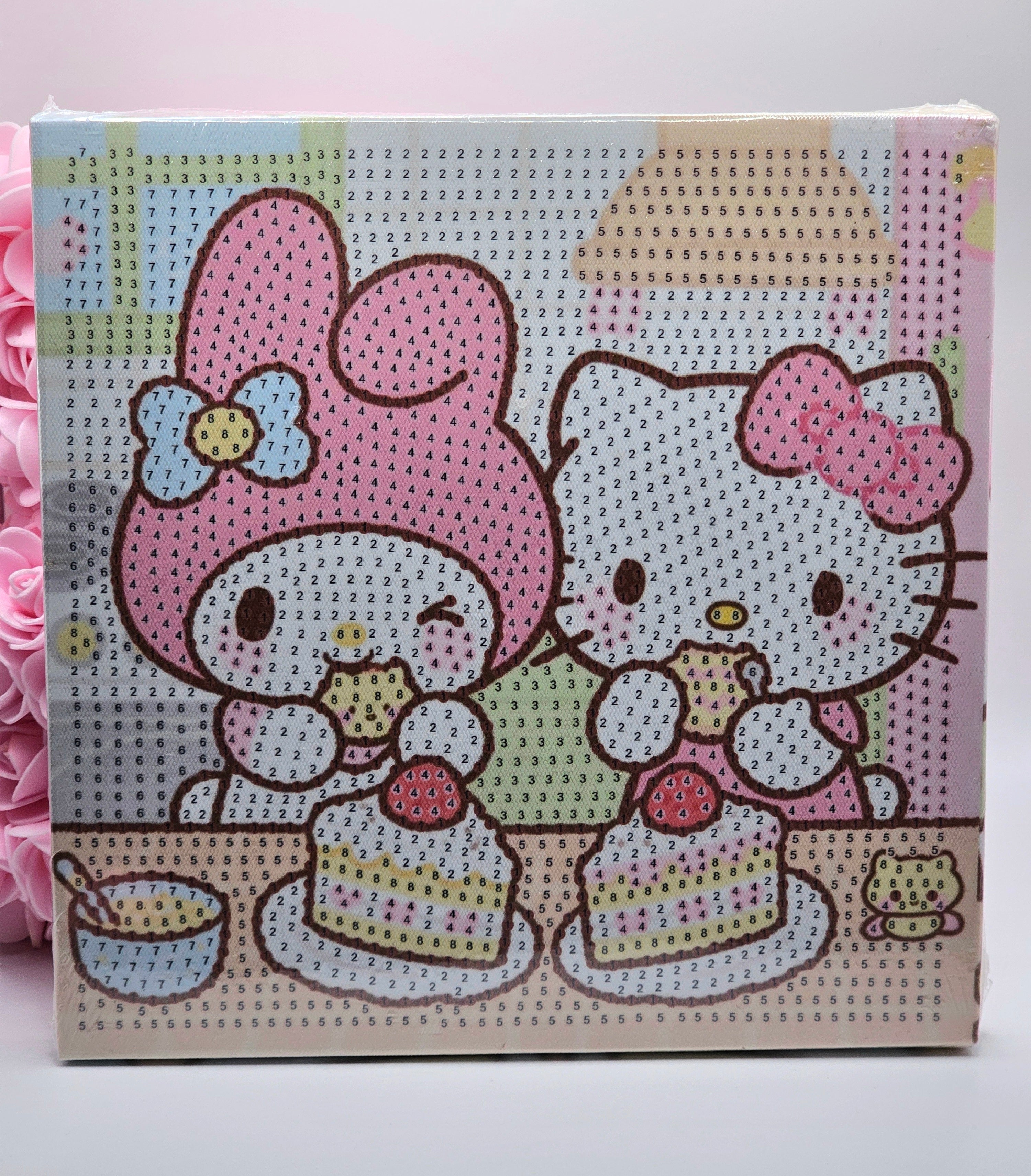 My Melody & Hello Kitty Cake Time Diamond Painting Kit - 20x20cm Canvas