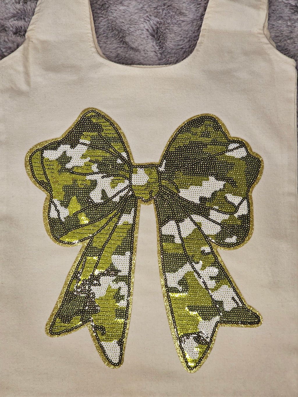 Camo Bow Canvas Tote Bag