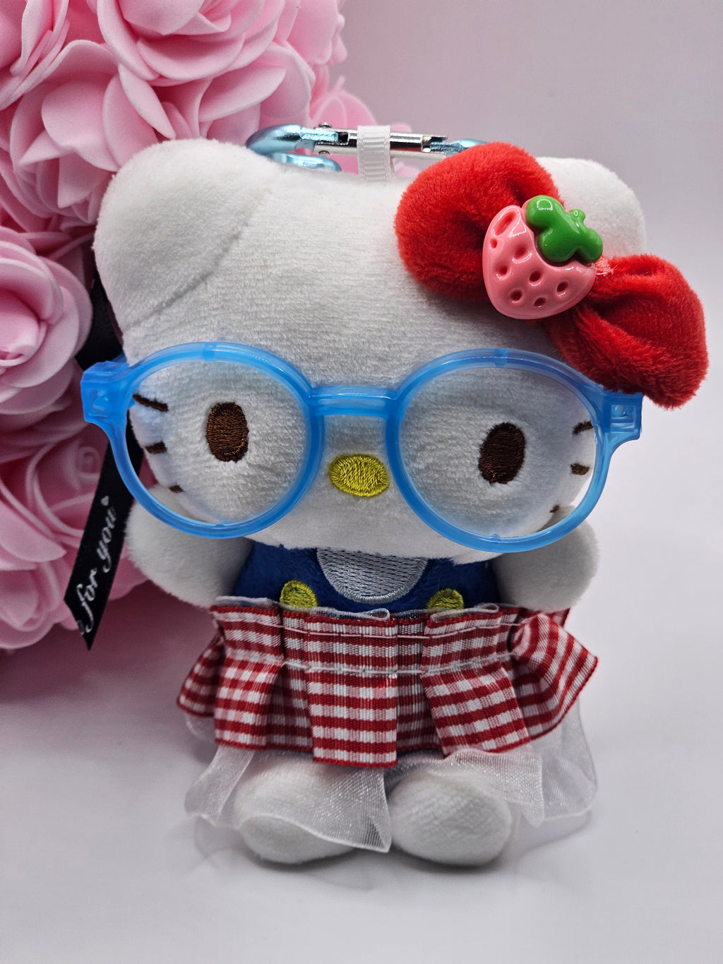 Hello Kitty Plush Keychain with Glasses