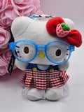 Hello Kitty Plush Keychain with Glasses