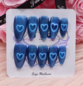 Blue Aura Heart 10 Press-On Nail Set - Medium