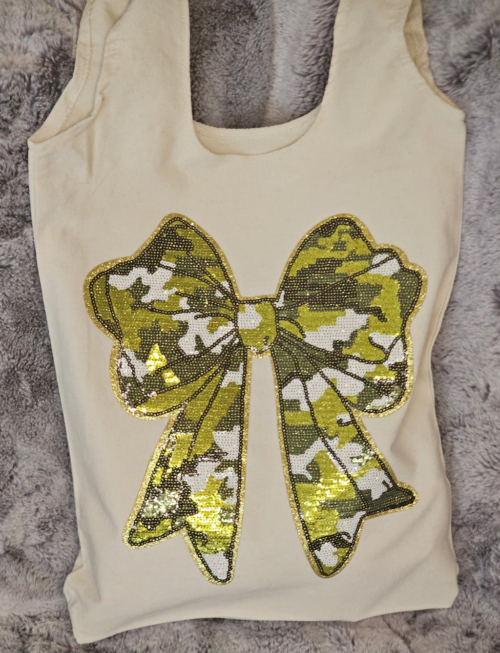 Camo Bow Canvas Tote Bag