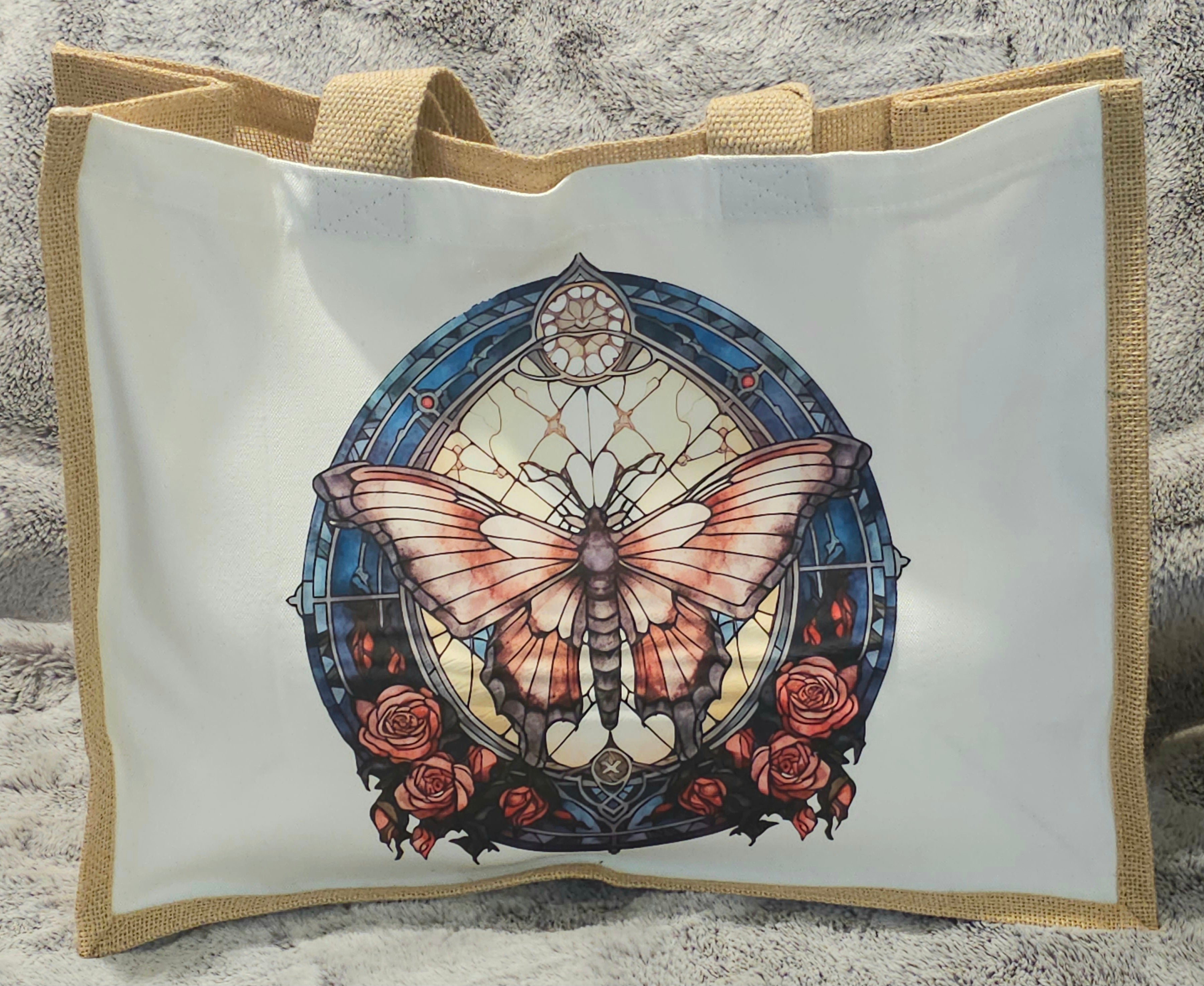 Butterfly Jute Tote Shopper