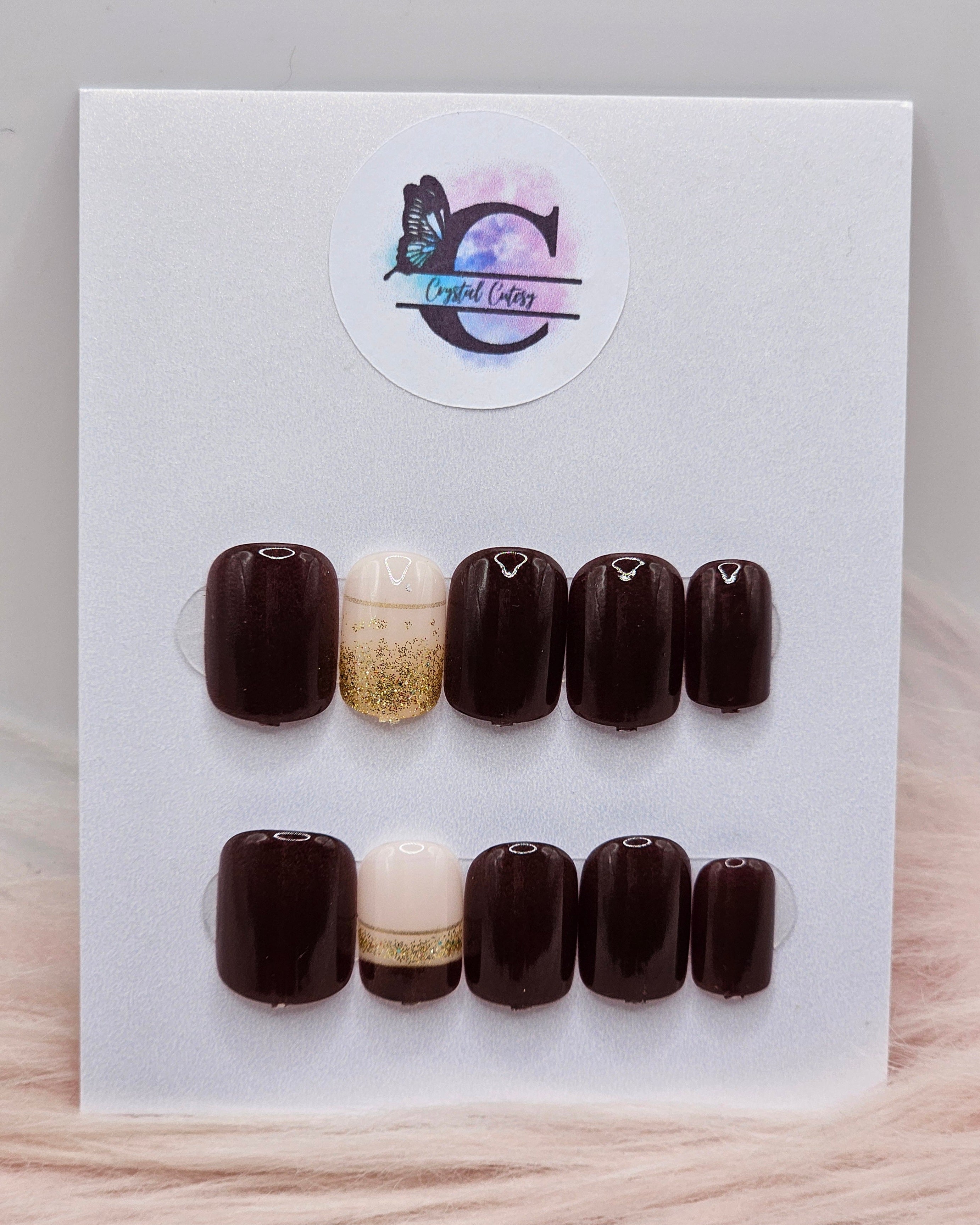 Chocolate Champagne 24pc Press On Nail Set