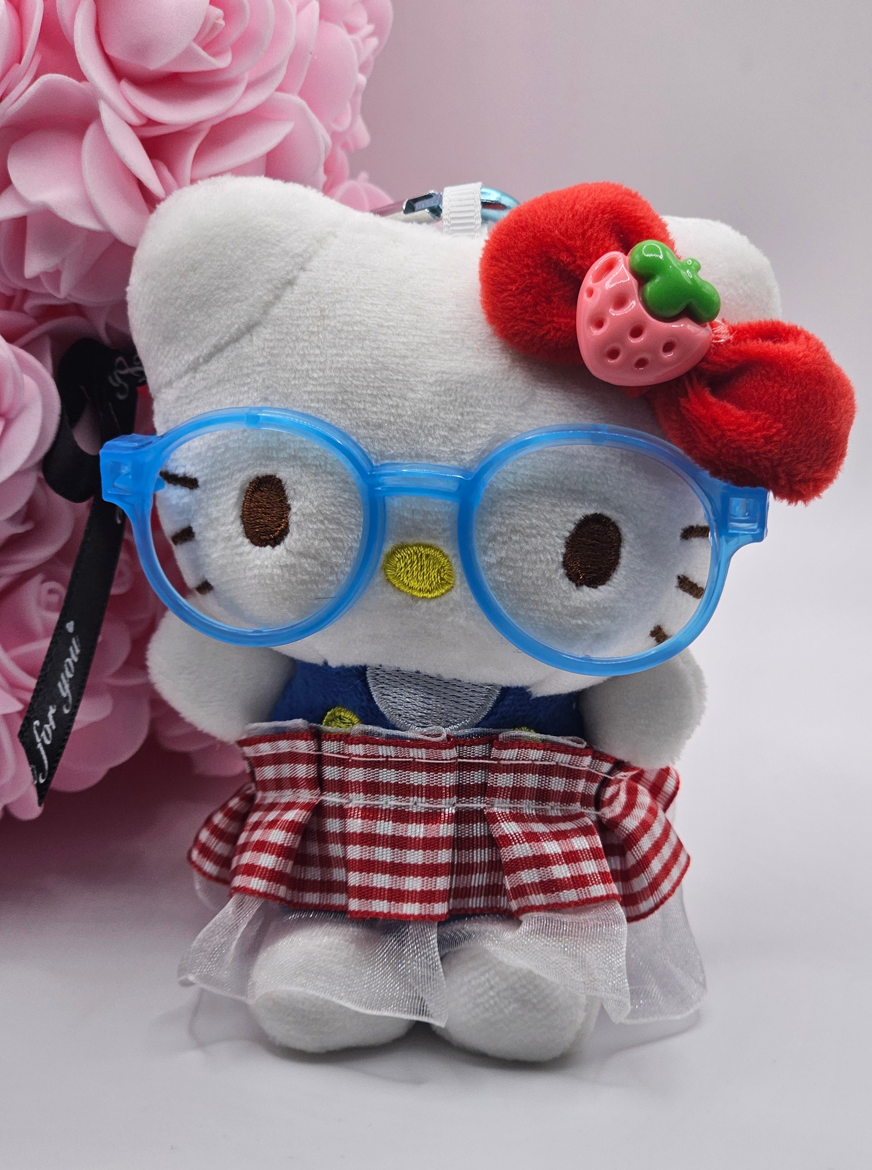 Hello Kitty Plush Keychain with Glasses