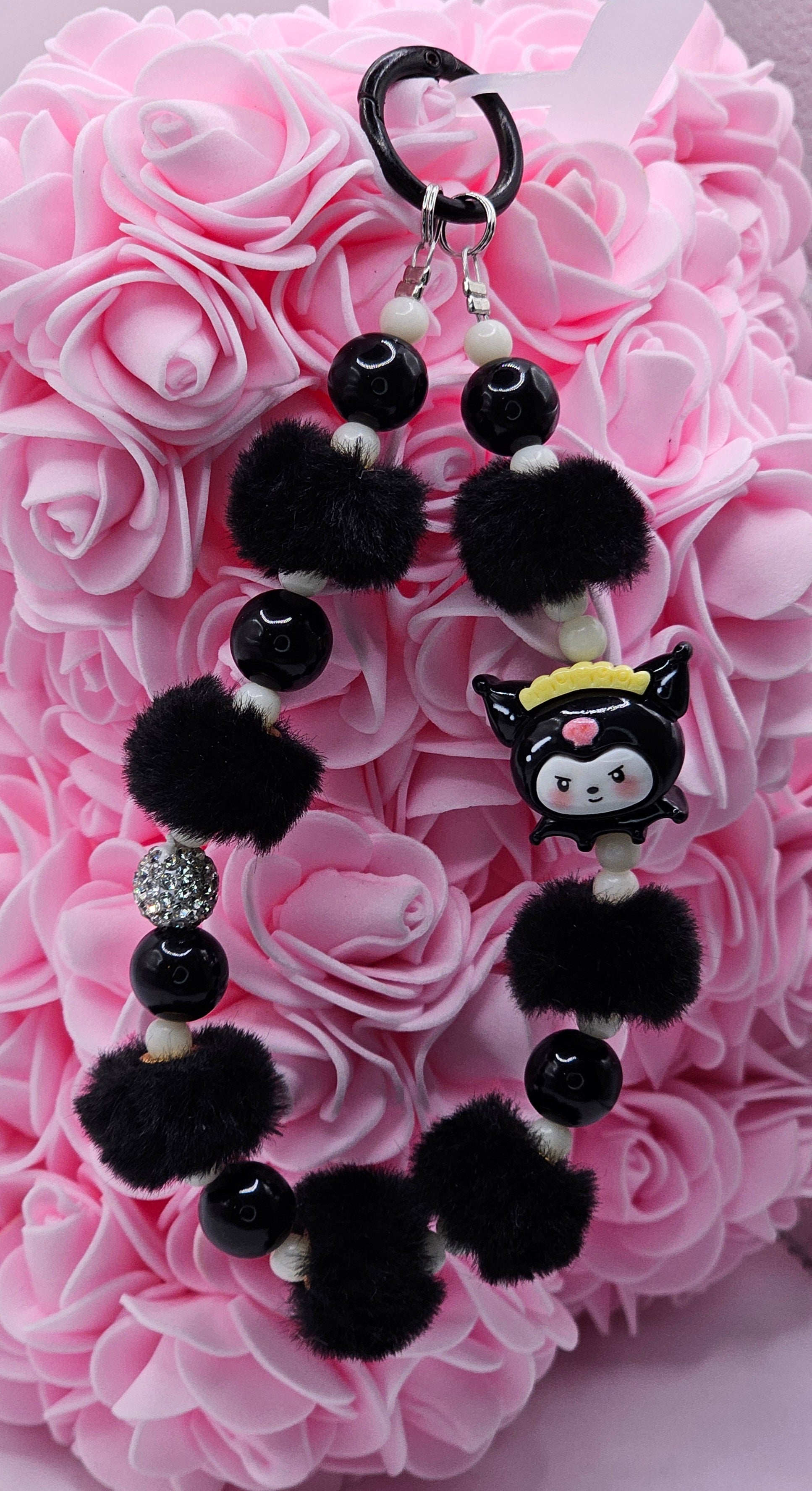 Black Kuromi Beaded Phone Charm