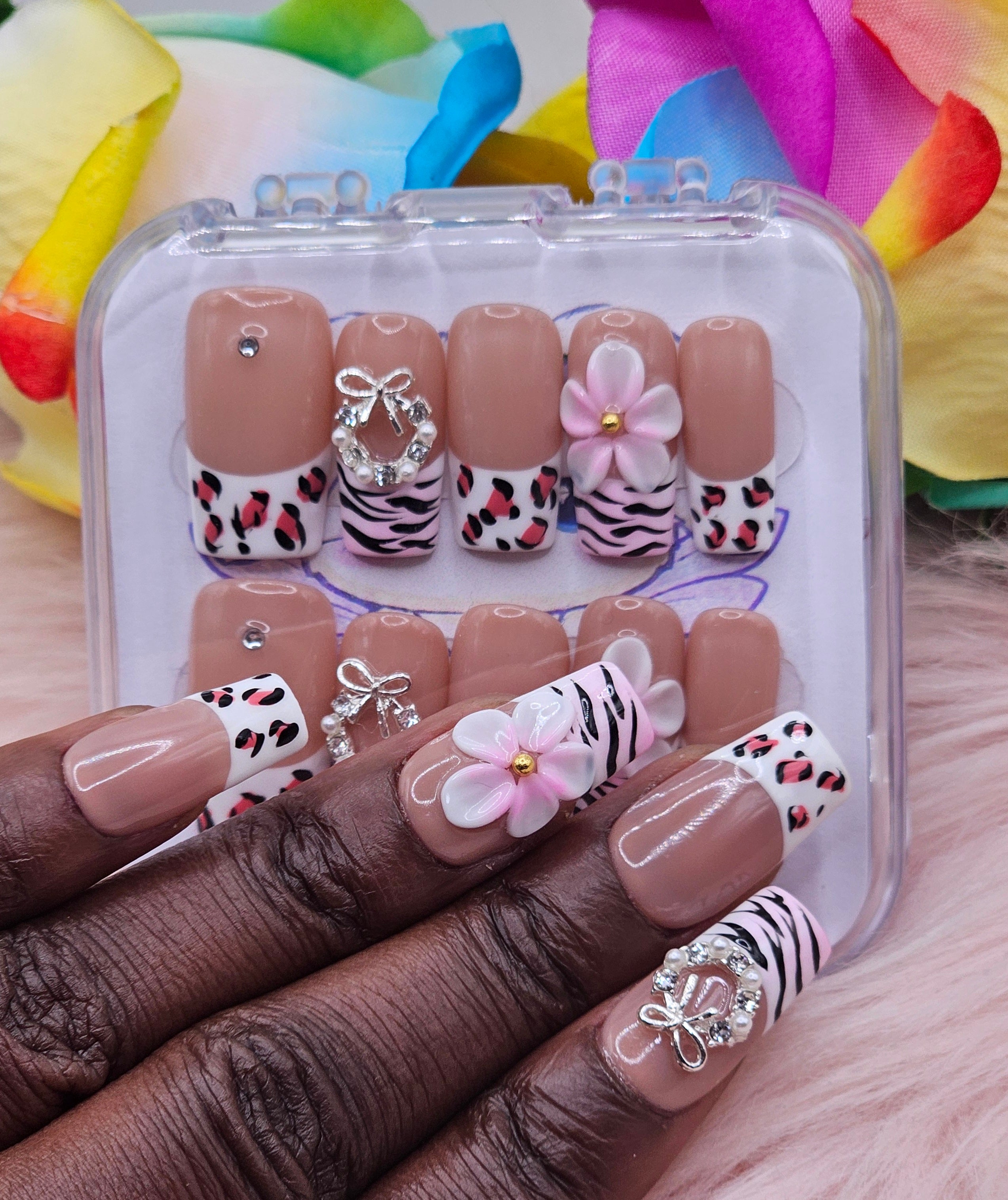 Wild Bloom Press-On Nail Set - Size Large